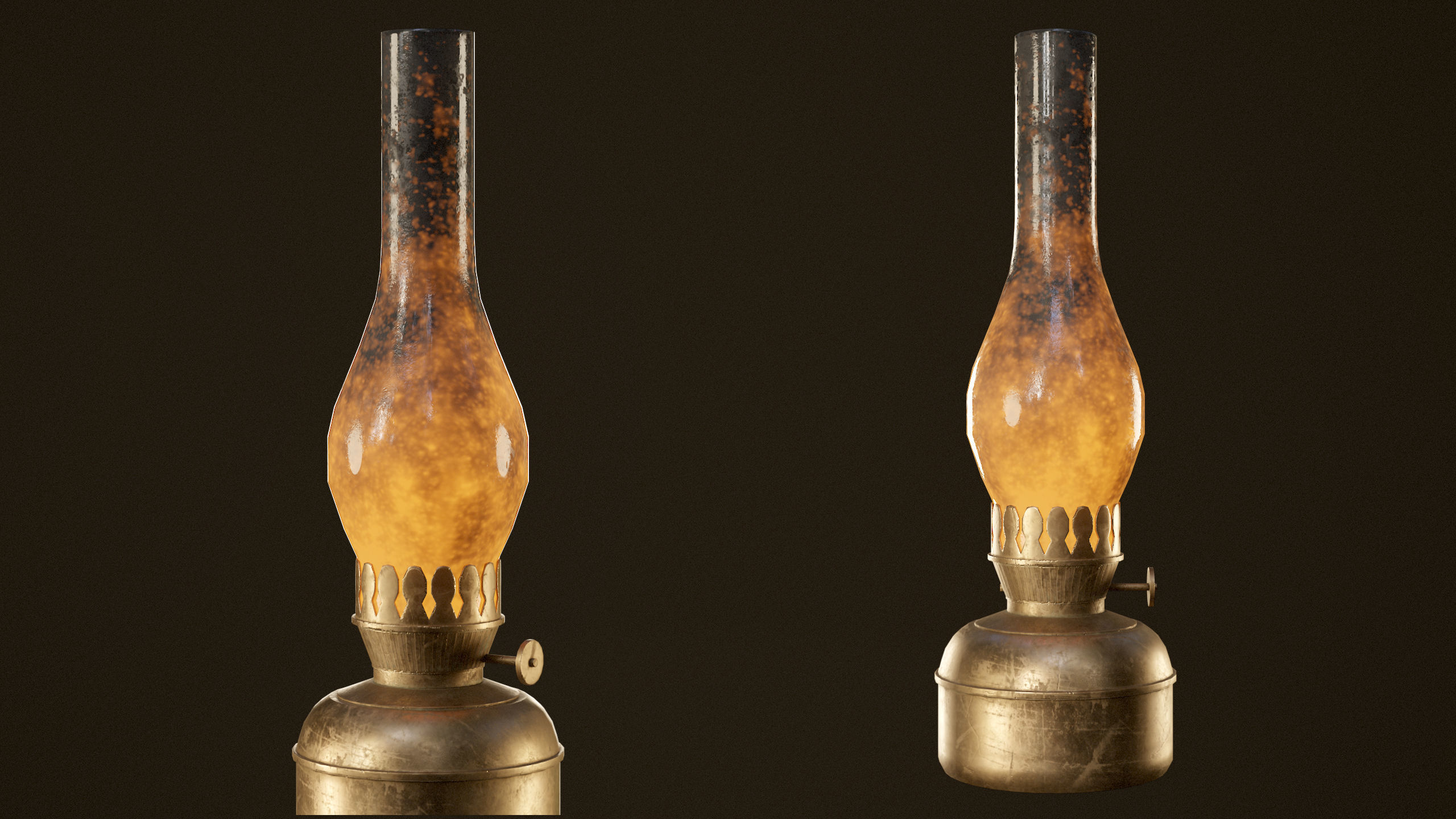 Victorian Table Lamps - PBR Game Ready Low-poly 3D model_8