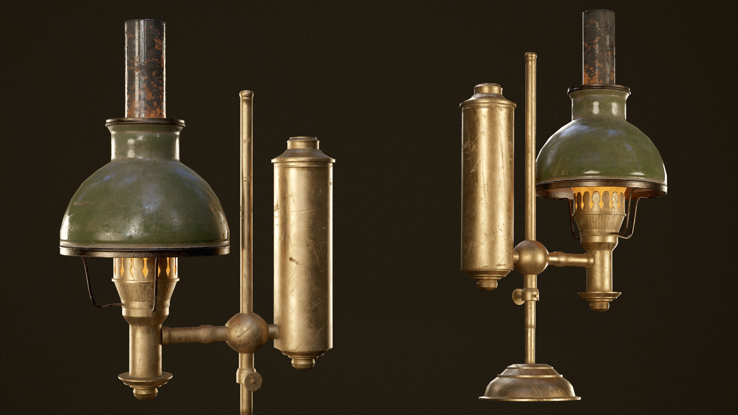 Victorian Table Lamps - PBR Game Ready Low-poly 3D model_12