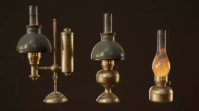 Victorian Table Lamps - PBR Game Ready Low-poly 3D model