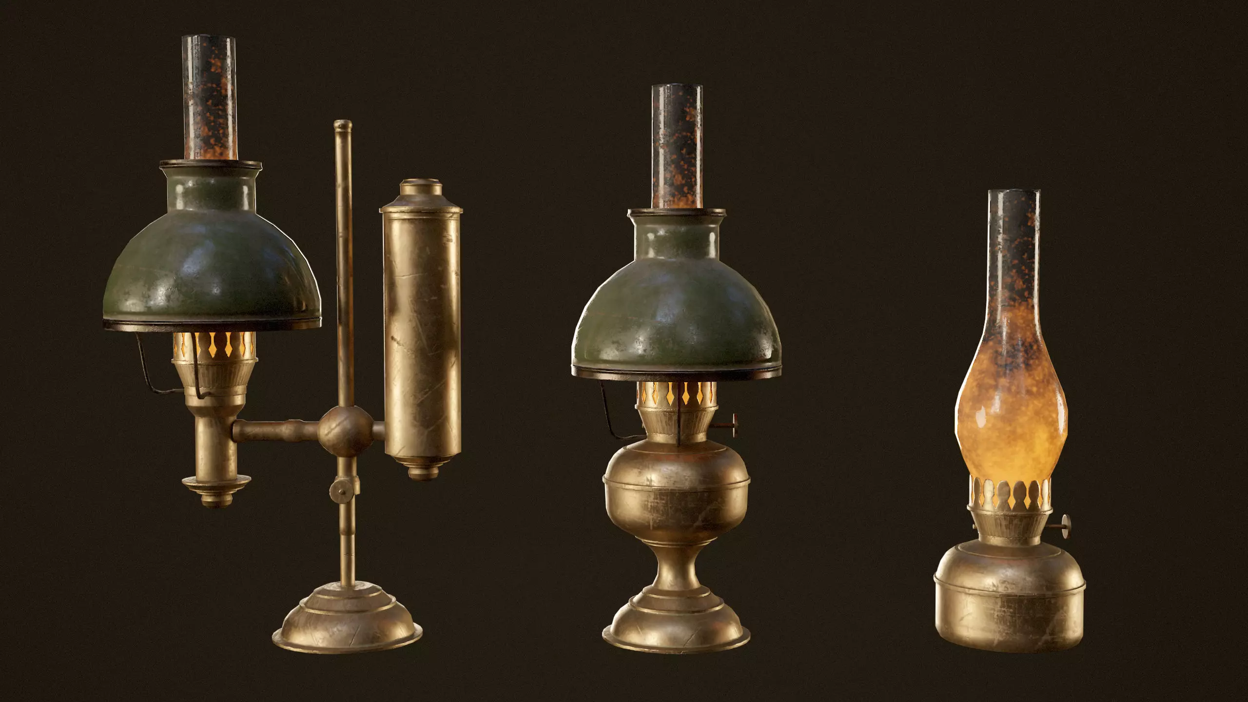 Victorian Table Lamps - PBR Game Ready Low-poly 3D model_0