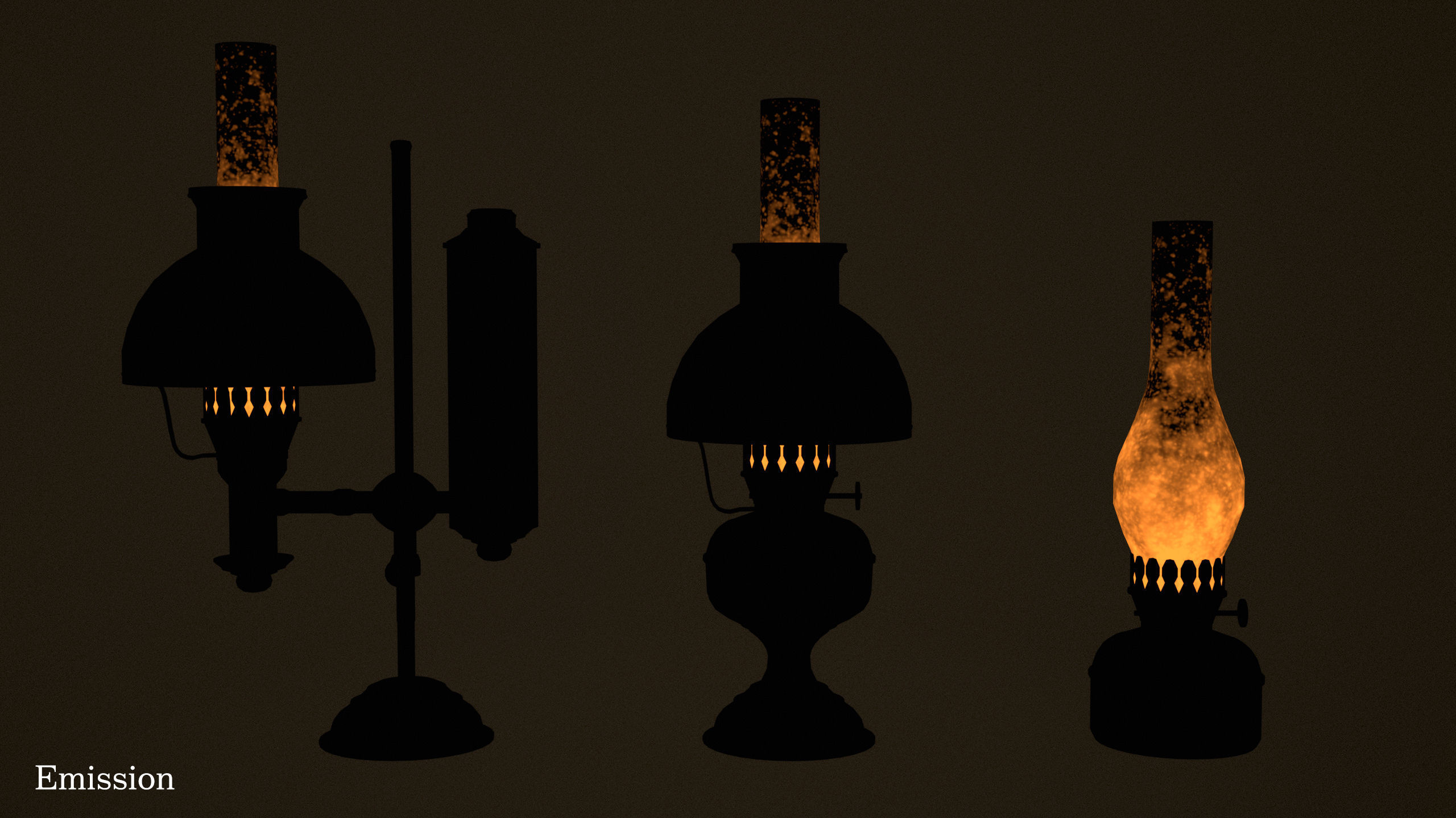 Victorian Table Lamps - PBR Game Ready Low-poly 3D model_22