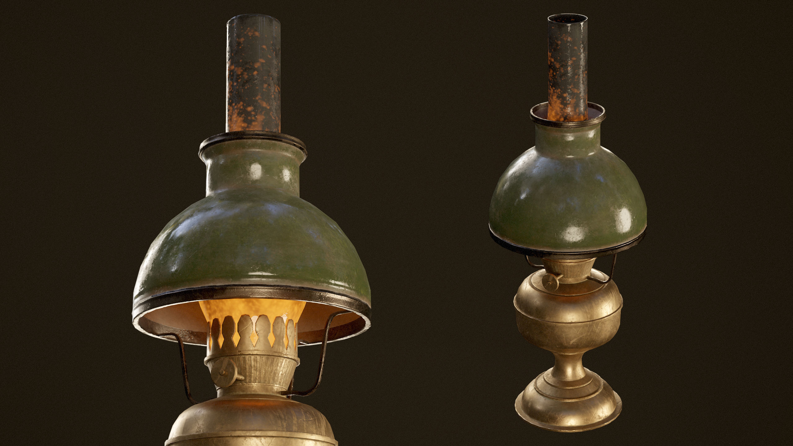 Victorian Table Lamps - PBR Game Ready Low-poly 3D model_6
