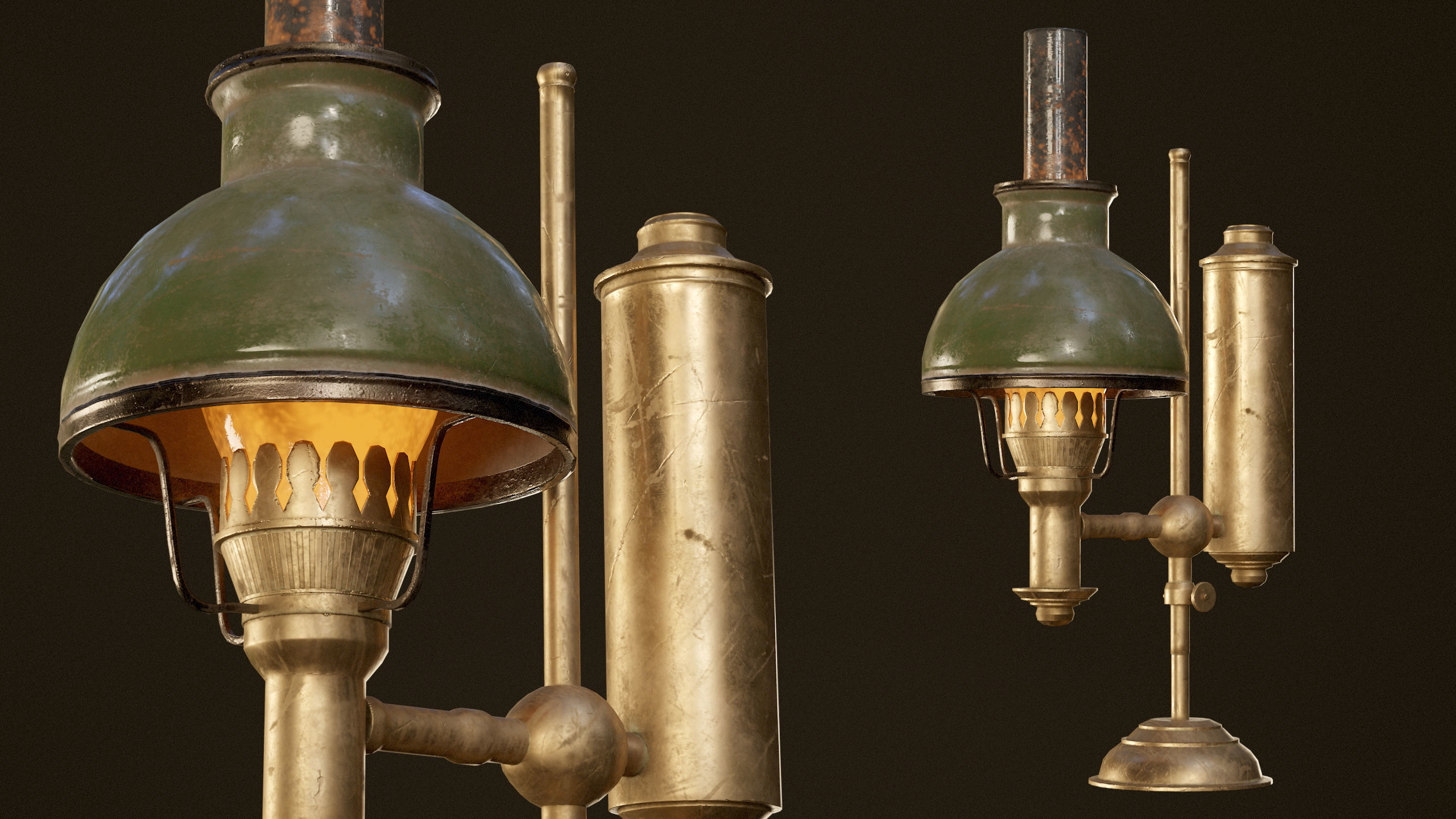 Victorian Table Lamps - PBR Game Ready Low-poly 3D model_4