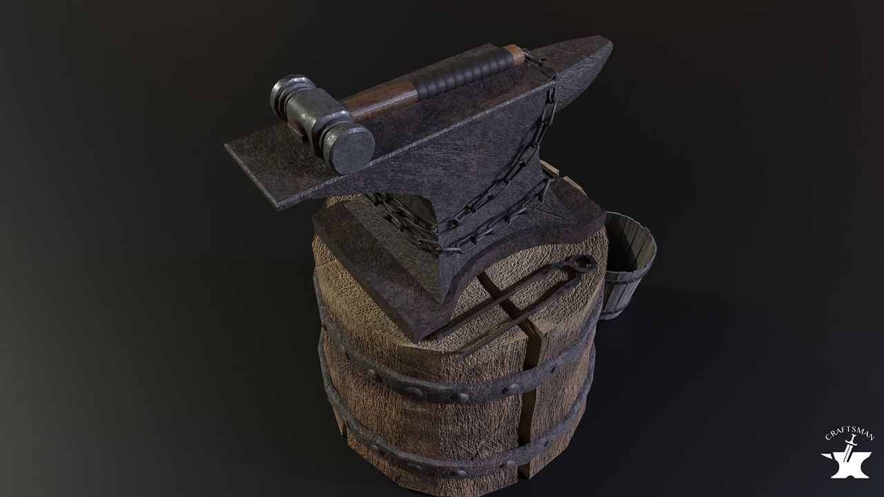 Anvil Forge Pack Low-poly 3D model_11