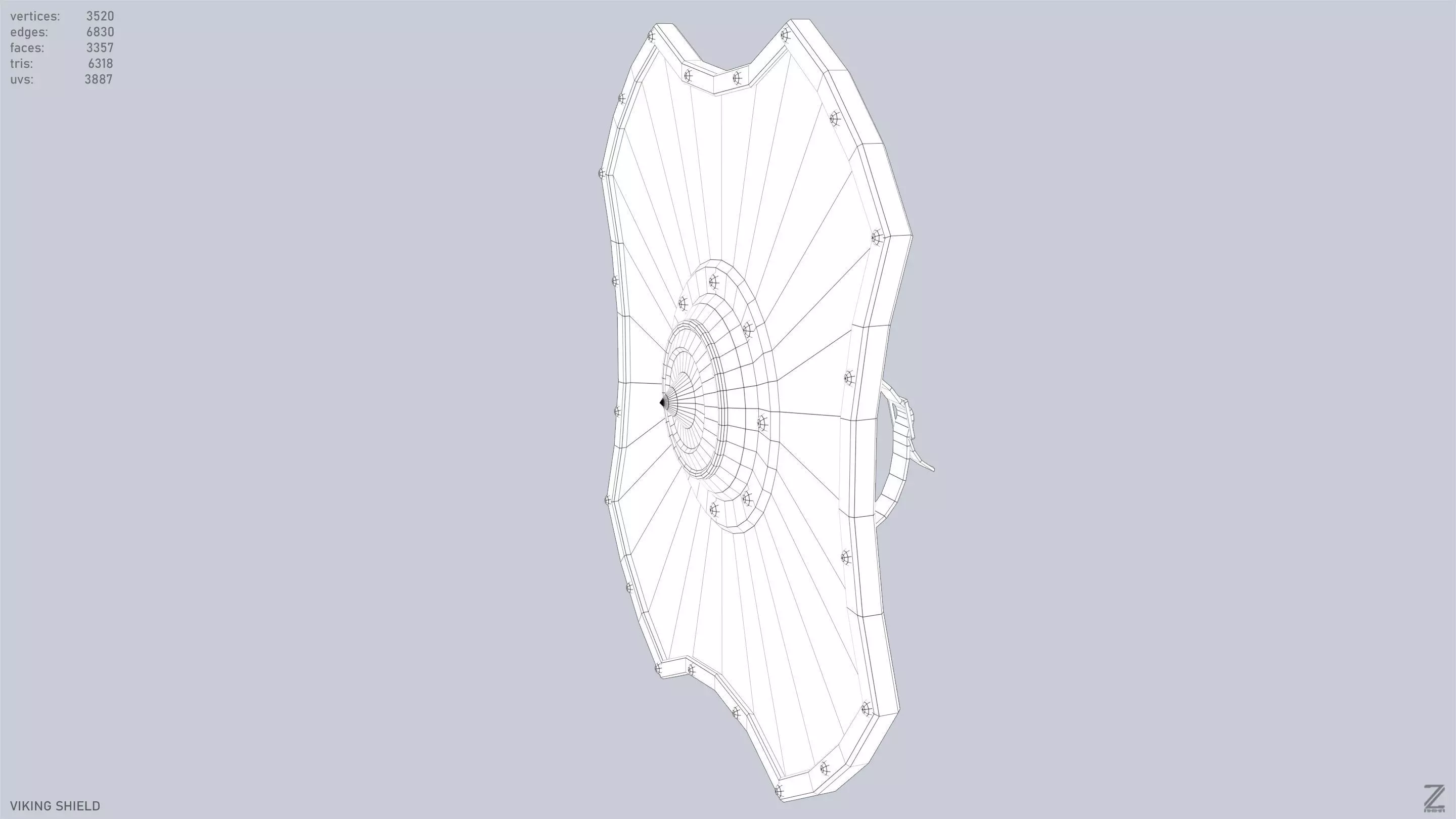 Viking shield Low-poly 3D model_11