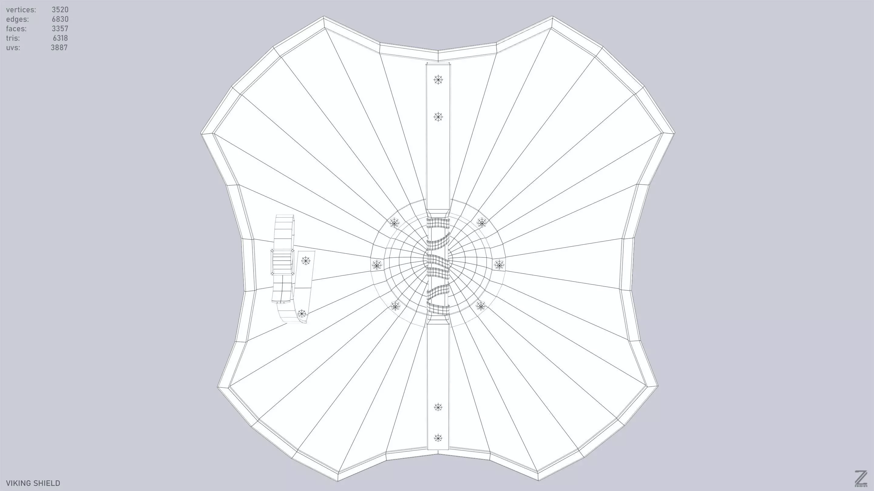 Viking shield Low-poly 3D model_13