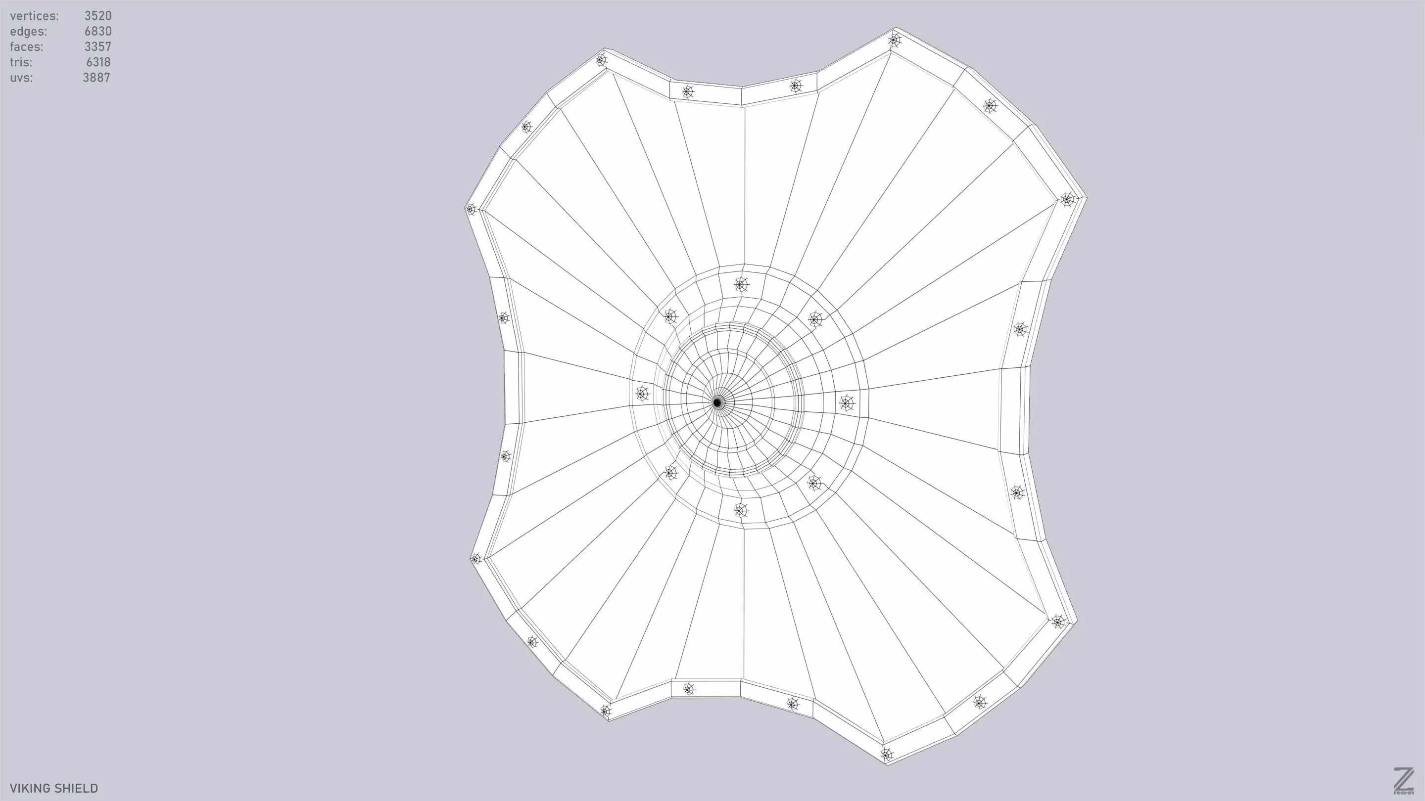 Viking shield Low-poly 3D model_10