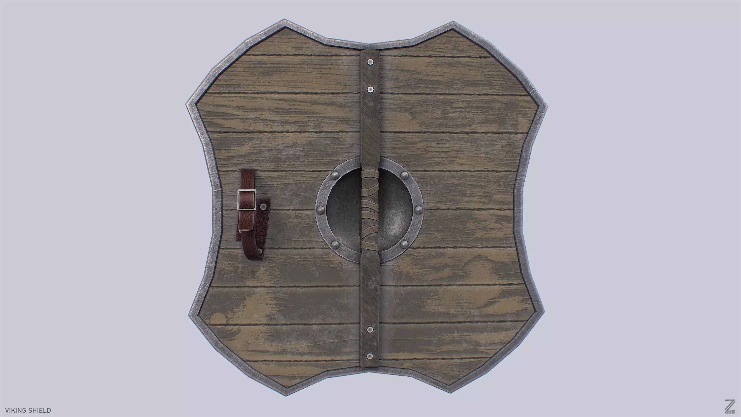 Viking shield Low-poly 3D model_3