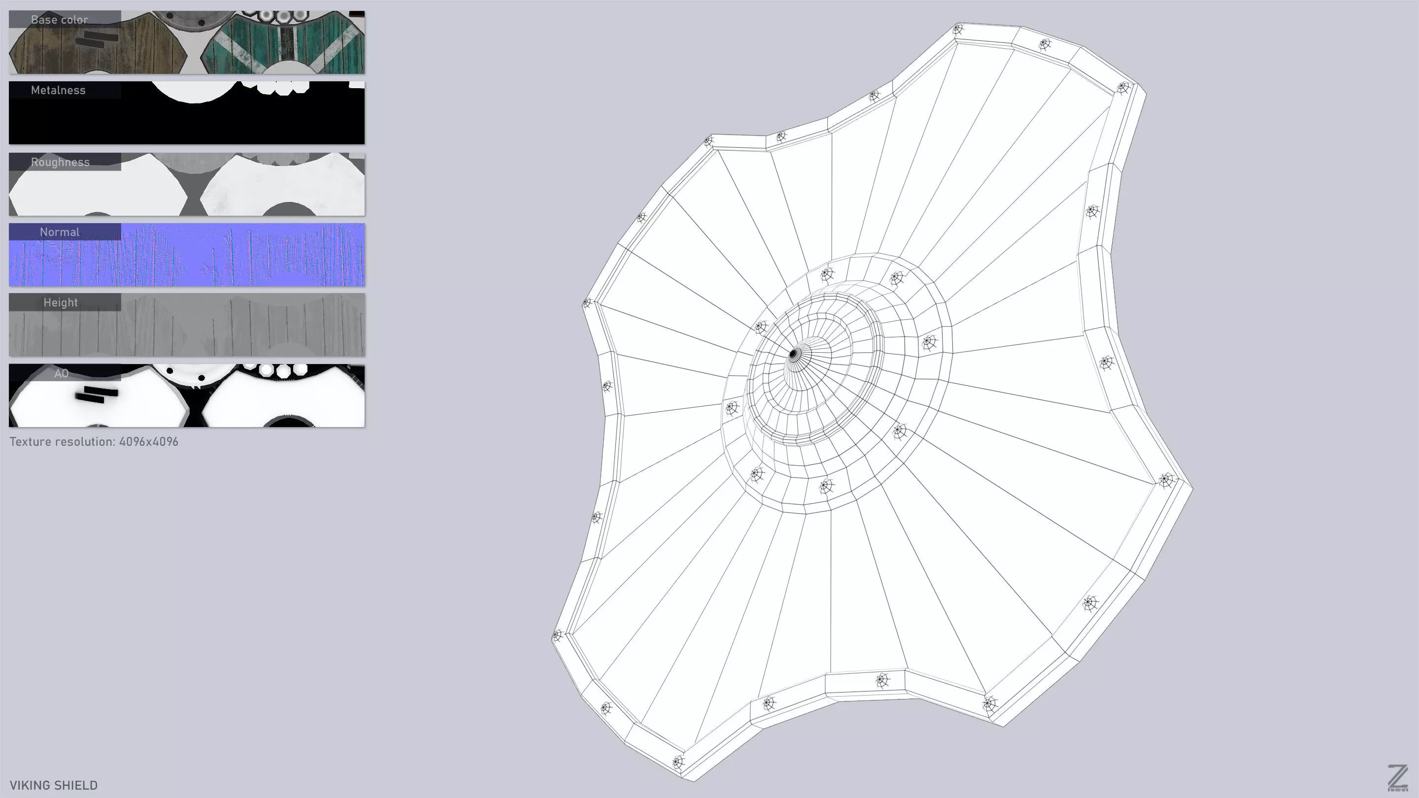 Viking shield Low-poly 3D model_4