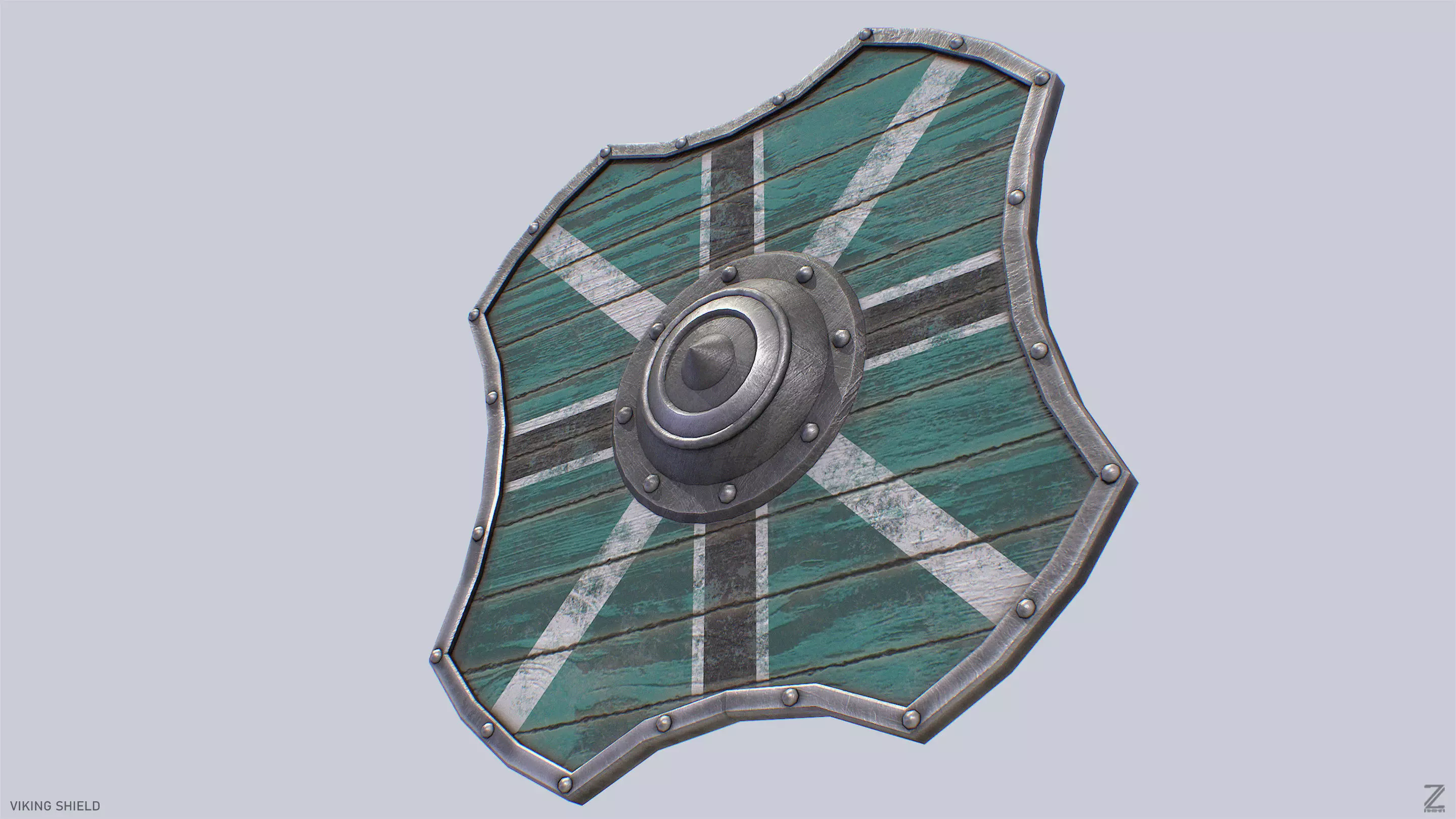 Viking shield Low-poly 3D model_2