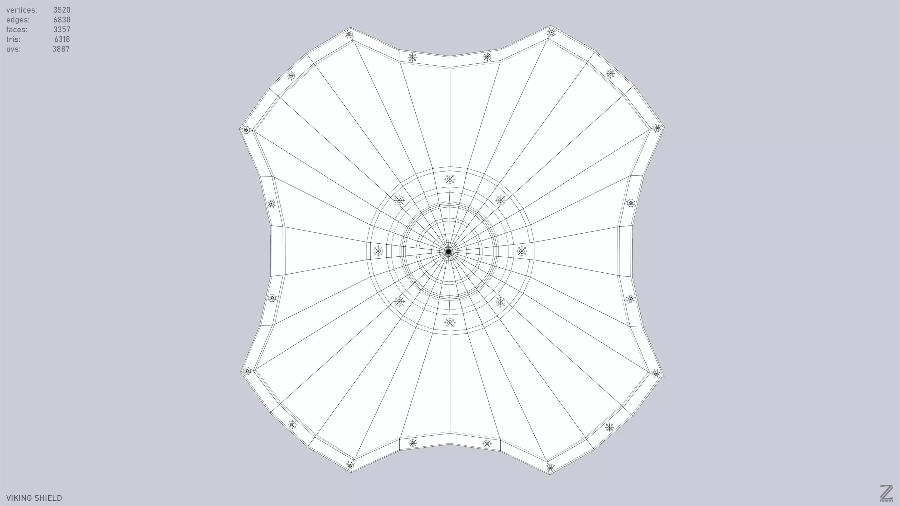 Viking shield Low-poly 3D model_9