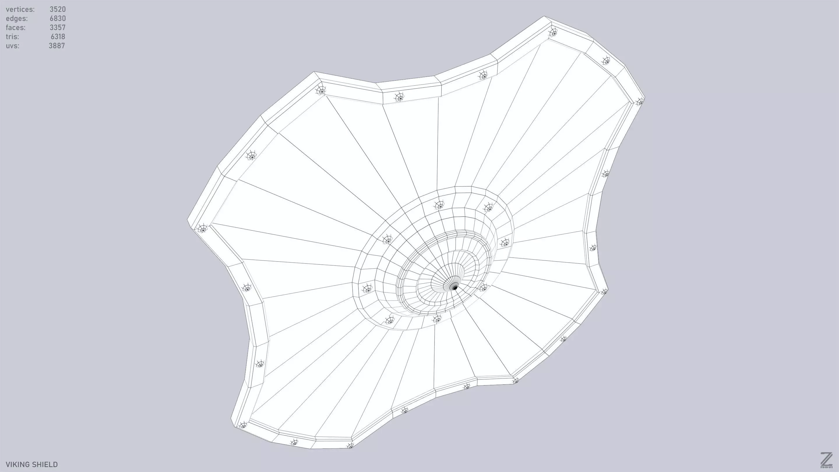 Viking shield Low-poly 3D model_14