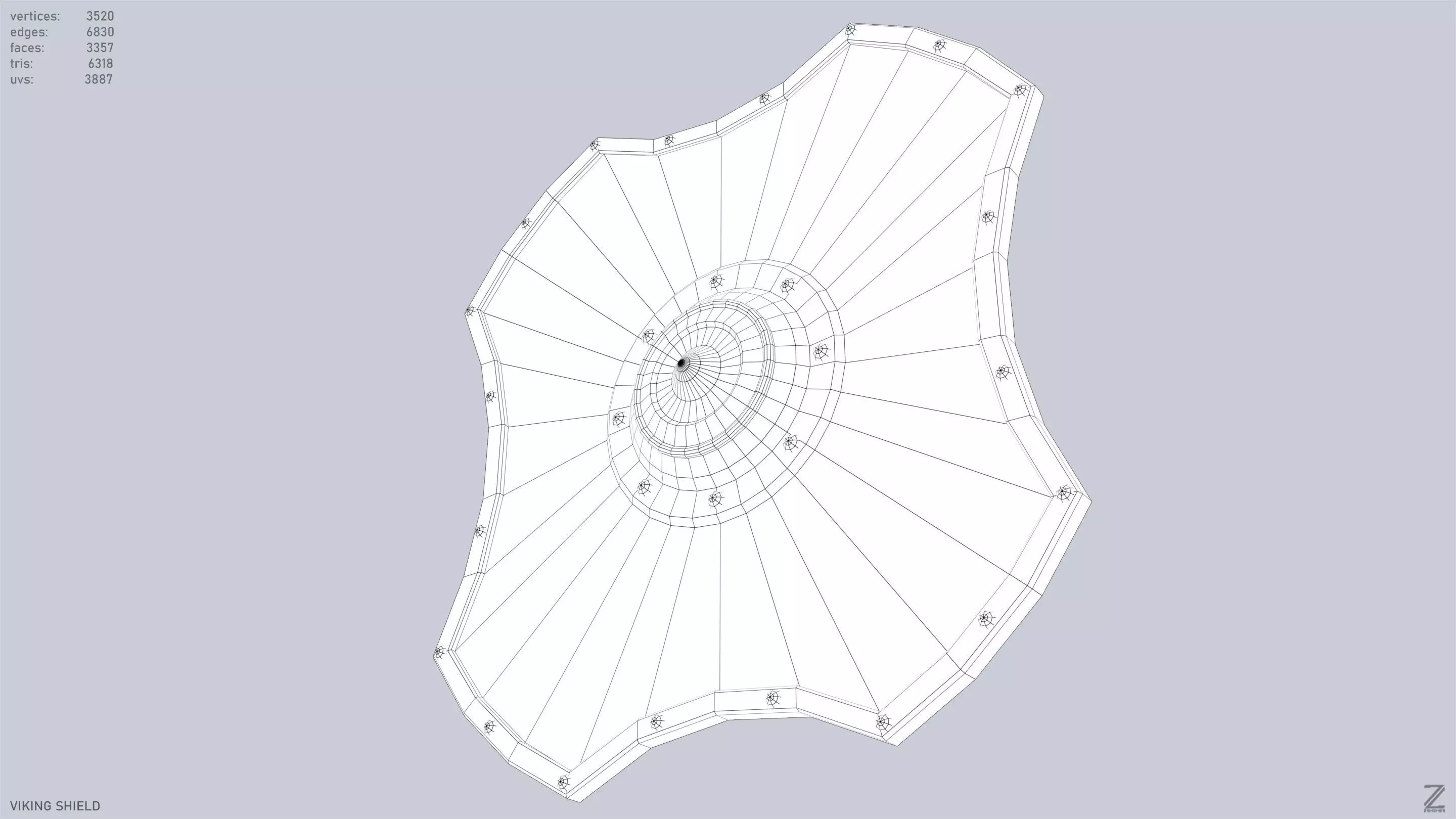 Viking shield Low-poly 3D model_15