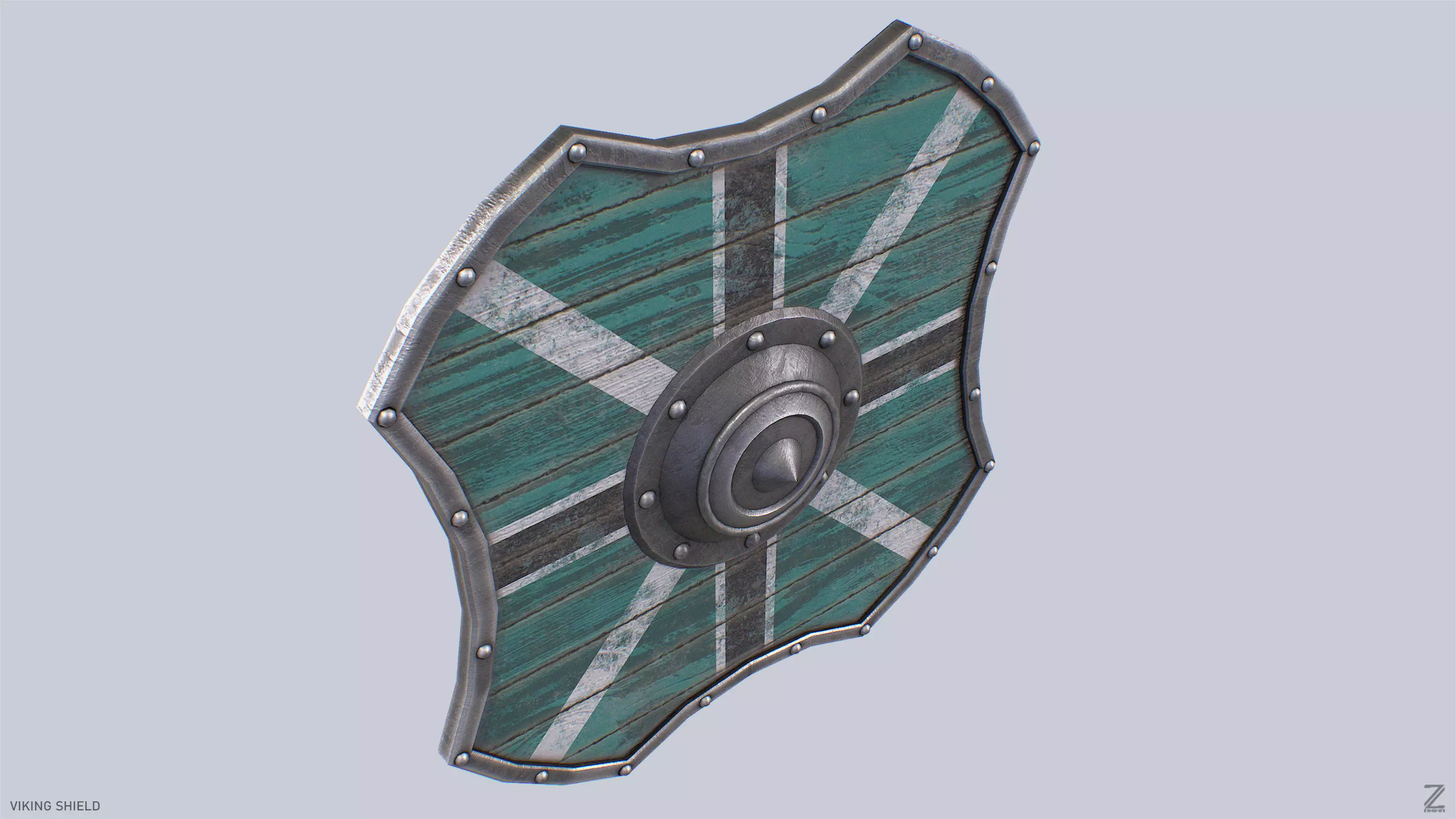 Viking shield Low-poly 3D model_8