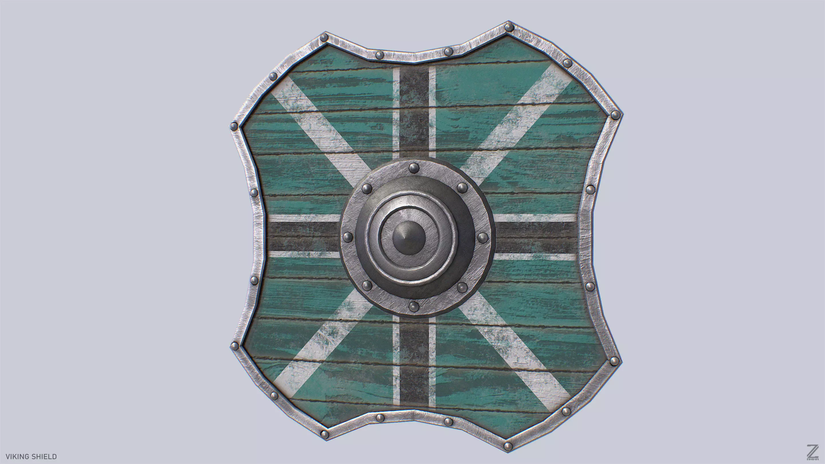 Viking shield Low-poly 3D model_5