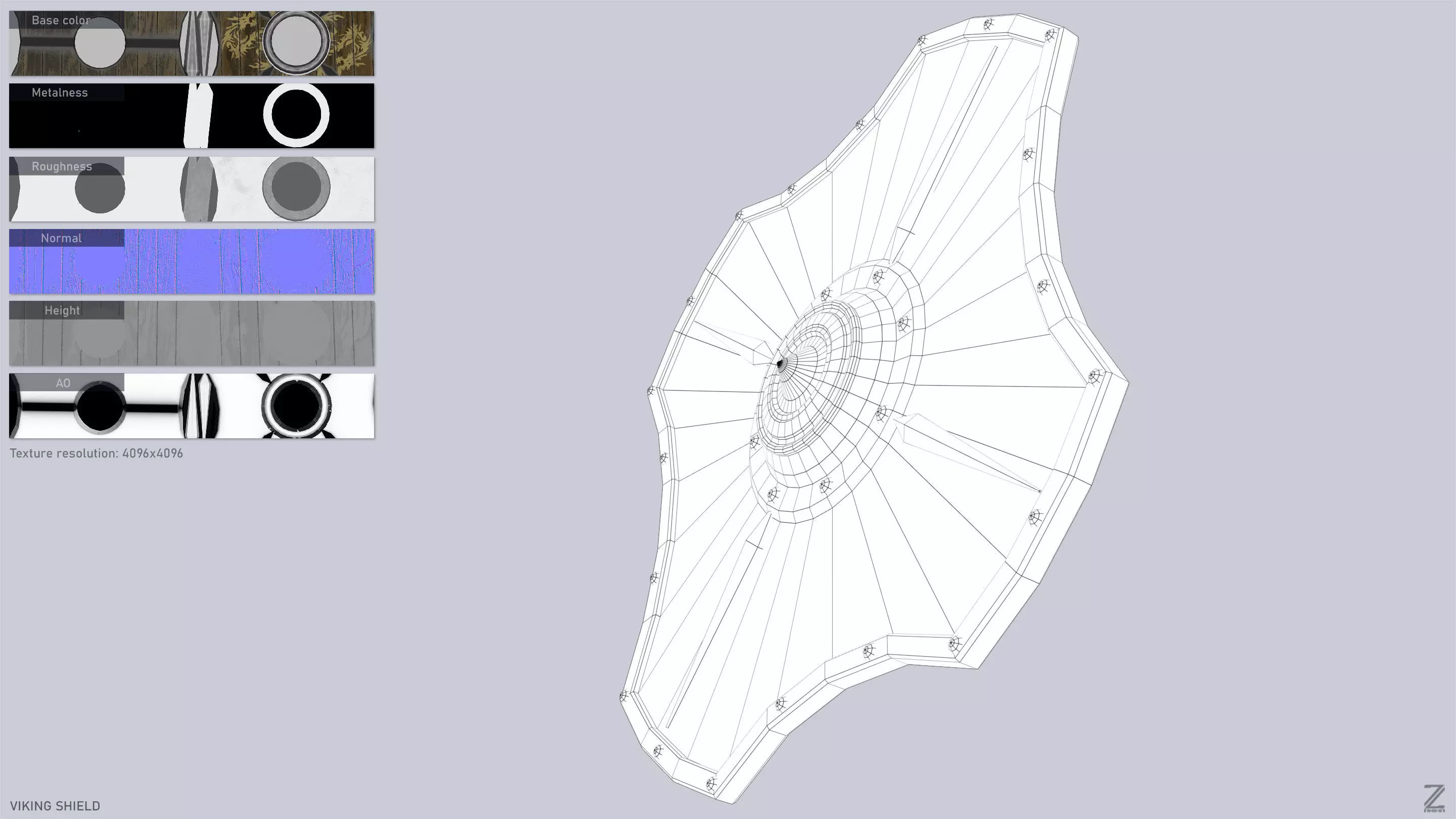 Viking shield Low-poly 3D model_4