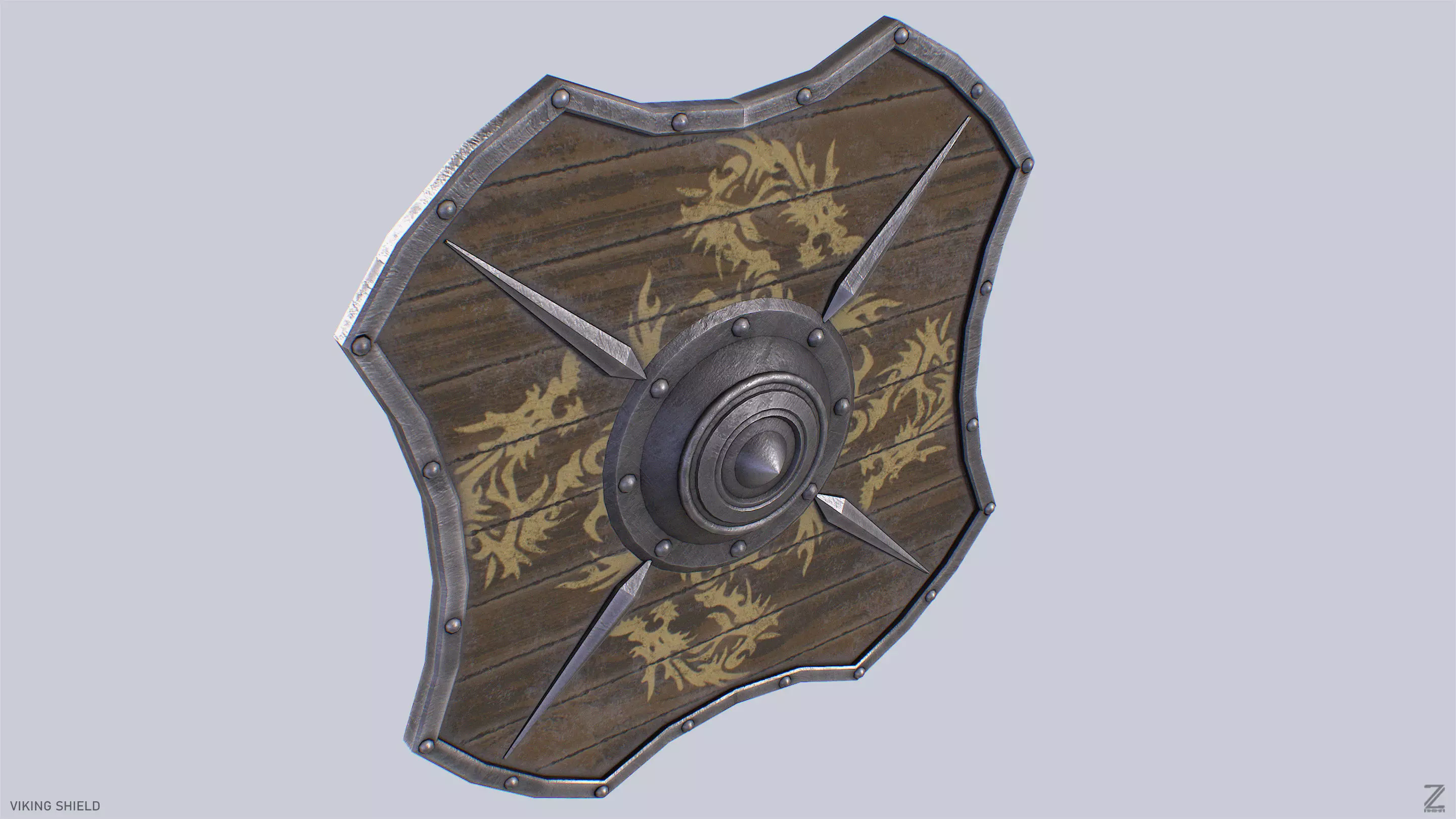 Viking shield Low-poly 3D model_7