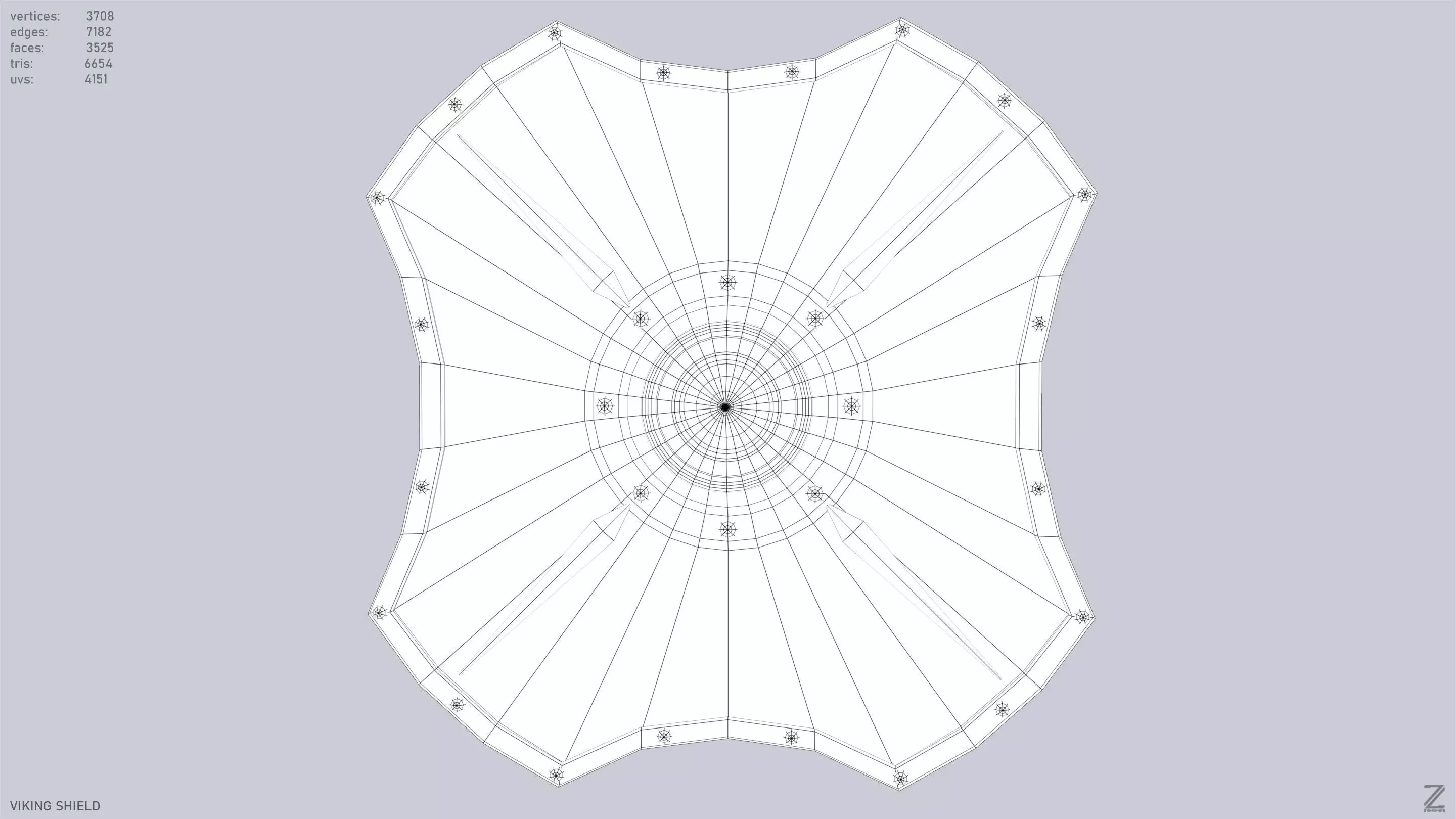 Viking shield Low-poly 3D model_9