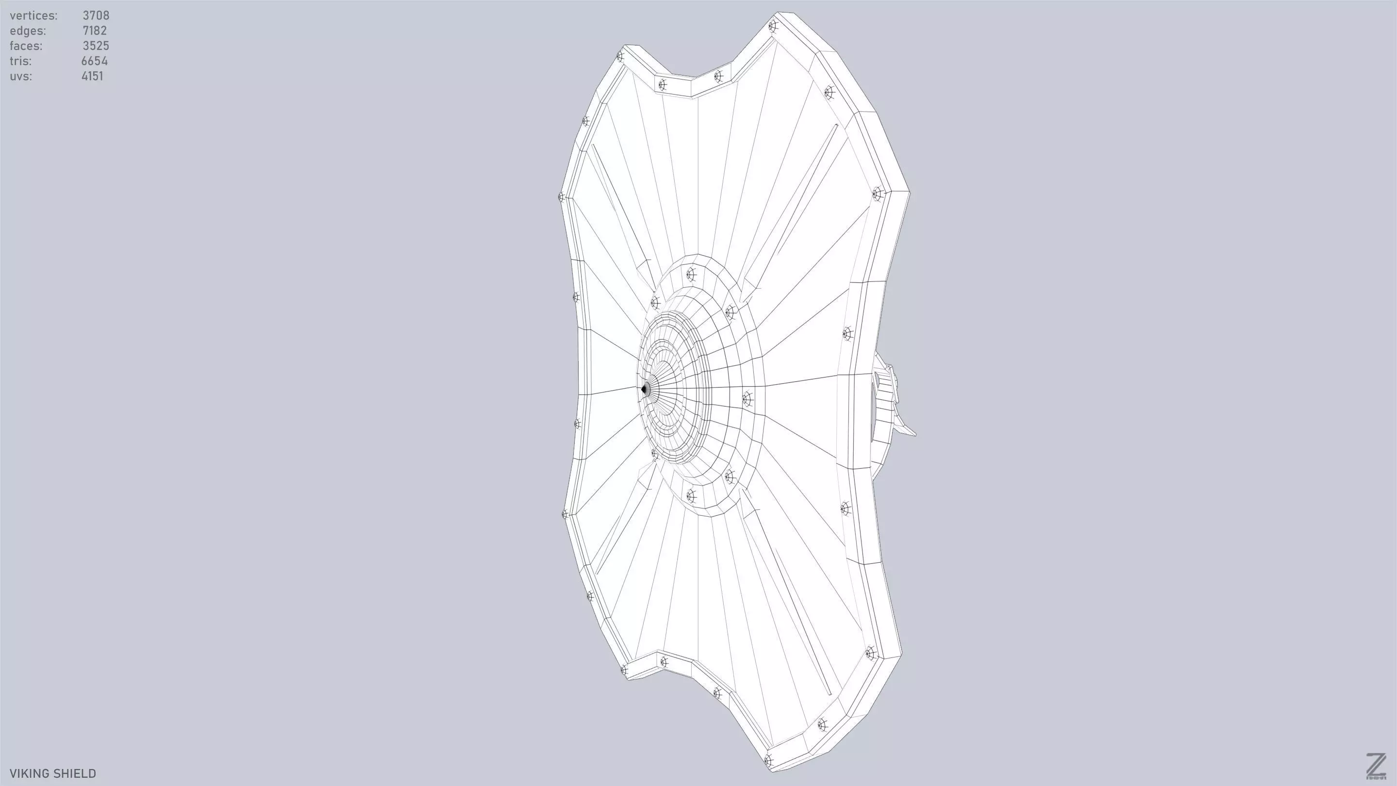 Viking shield Low-poly 3D model_11