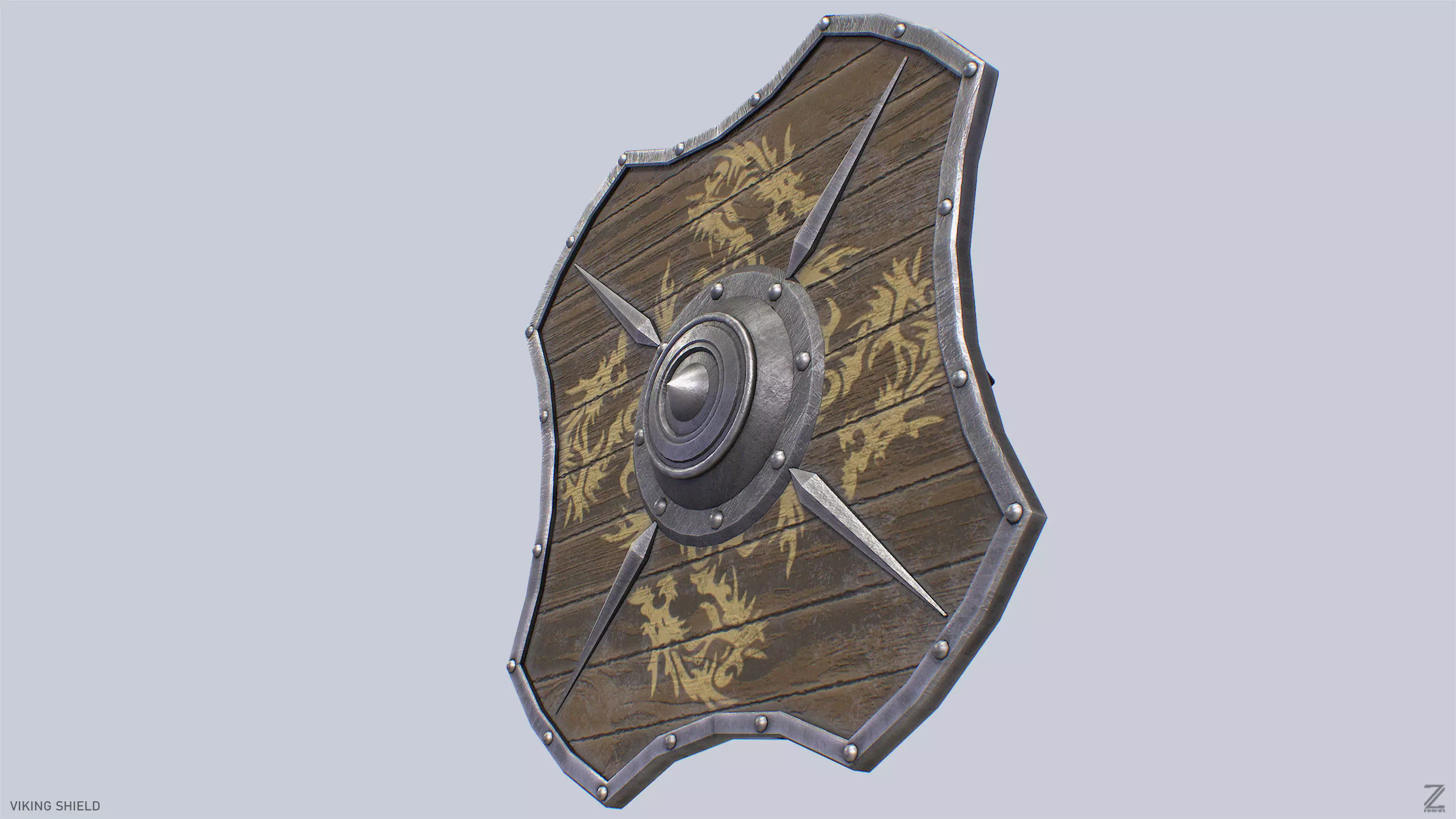 Viking shield Low-poly 3D model_8