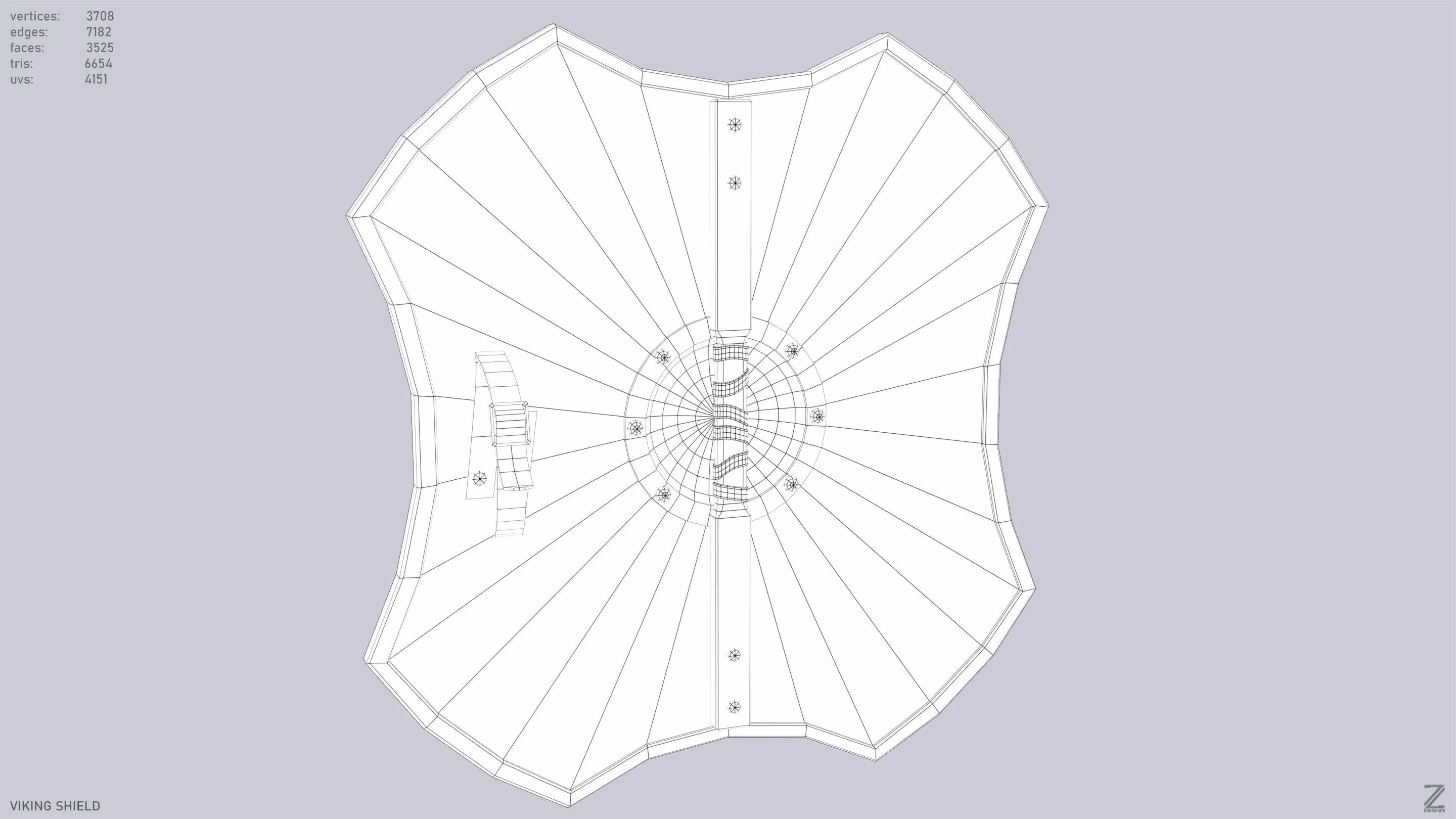 Viking shield Low-poly 3D model_13