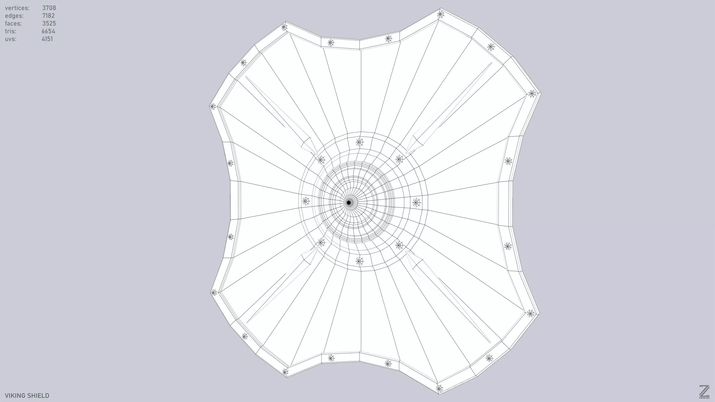 Viking shield Low-poly 3D model_10