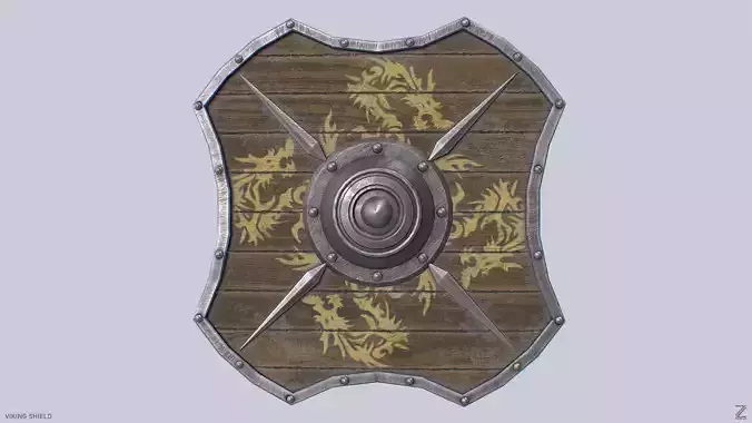Viking shield Low-poly 3D model