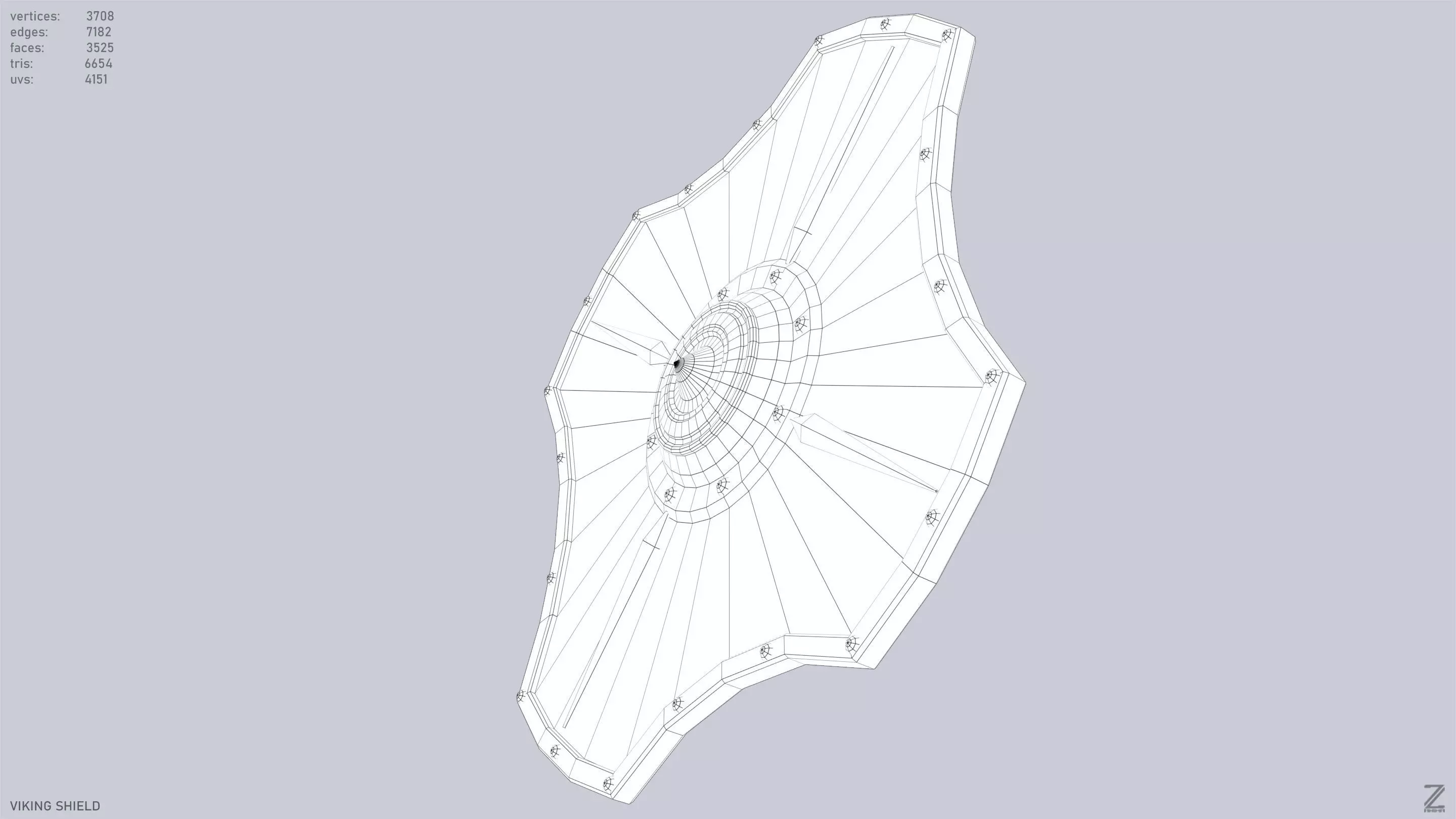 Viking shield Low-poly 3D model_15