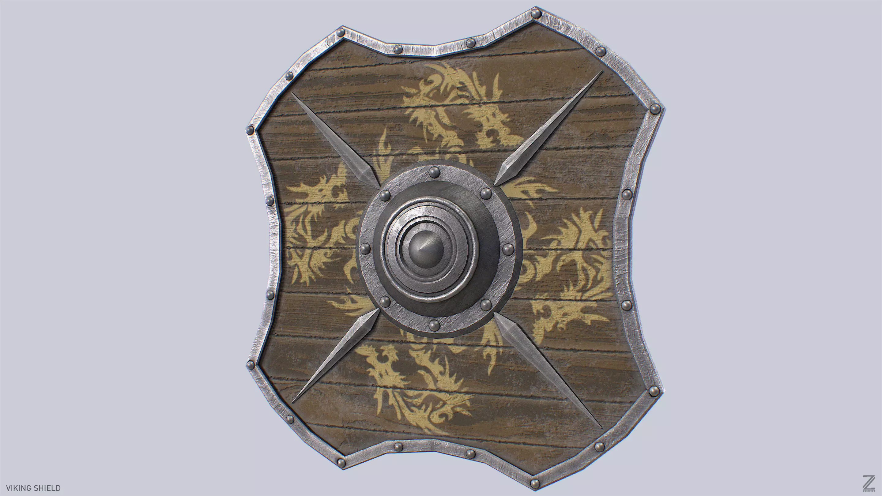 Viking shield Low-poly 3D model_5