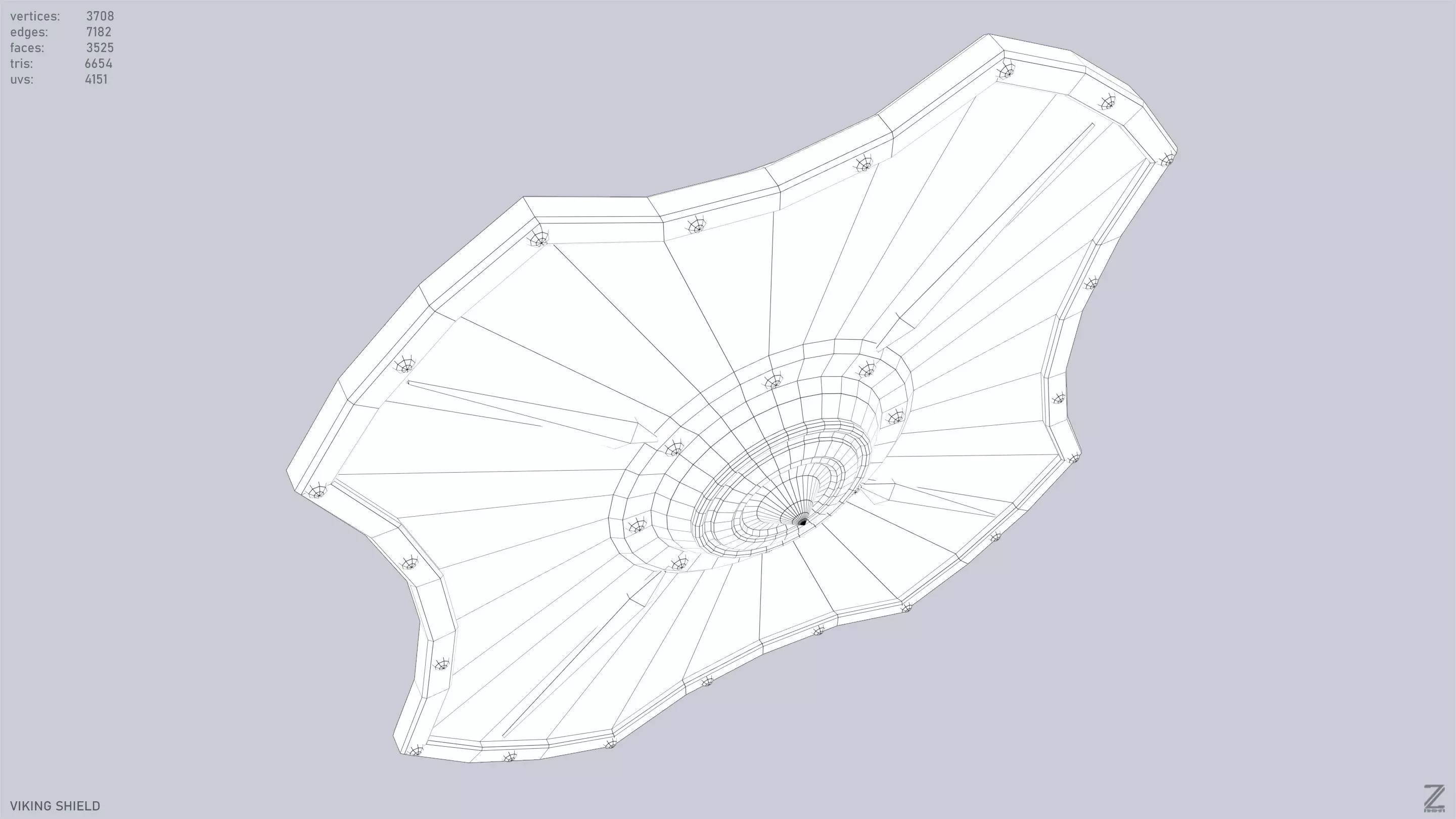 Viking shield Low-poly 3D model_14