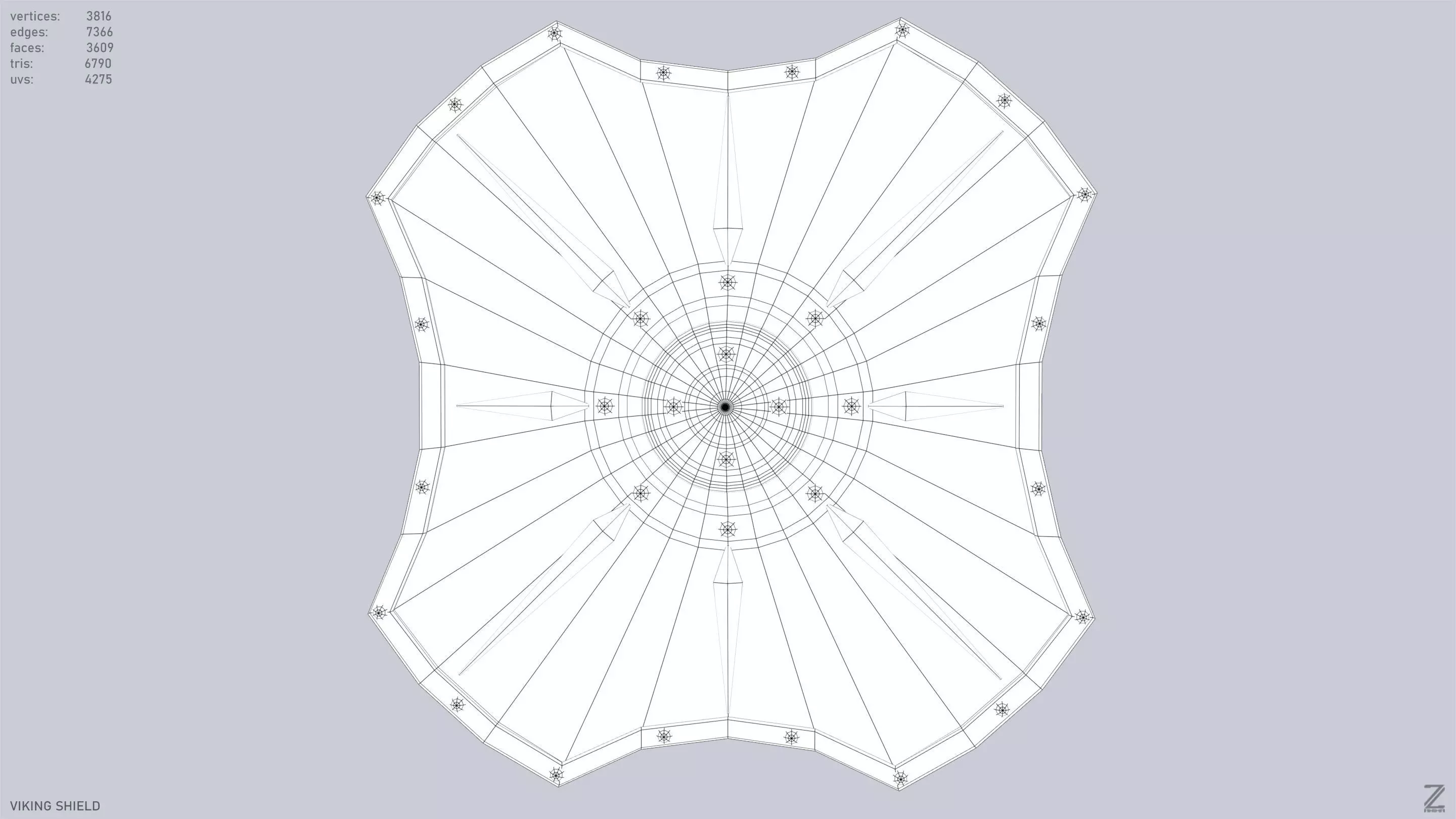 Viking shield Low-poly 3D model_9