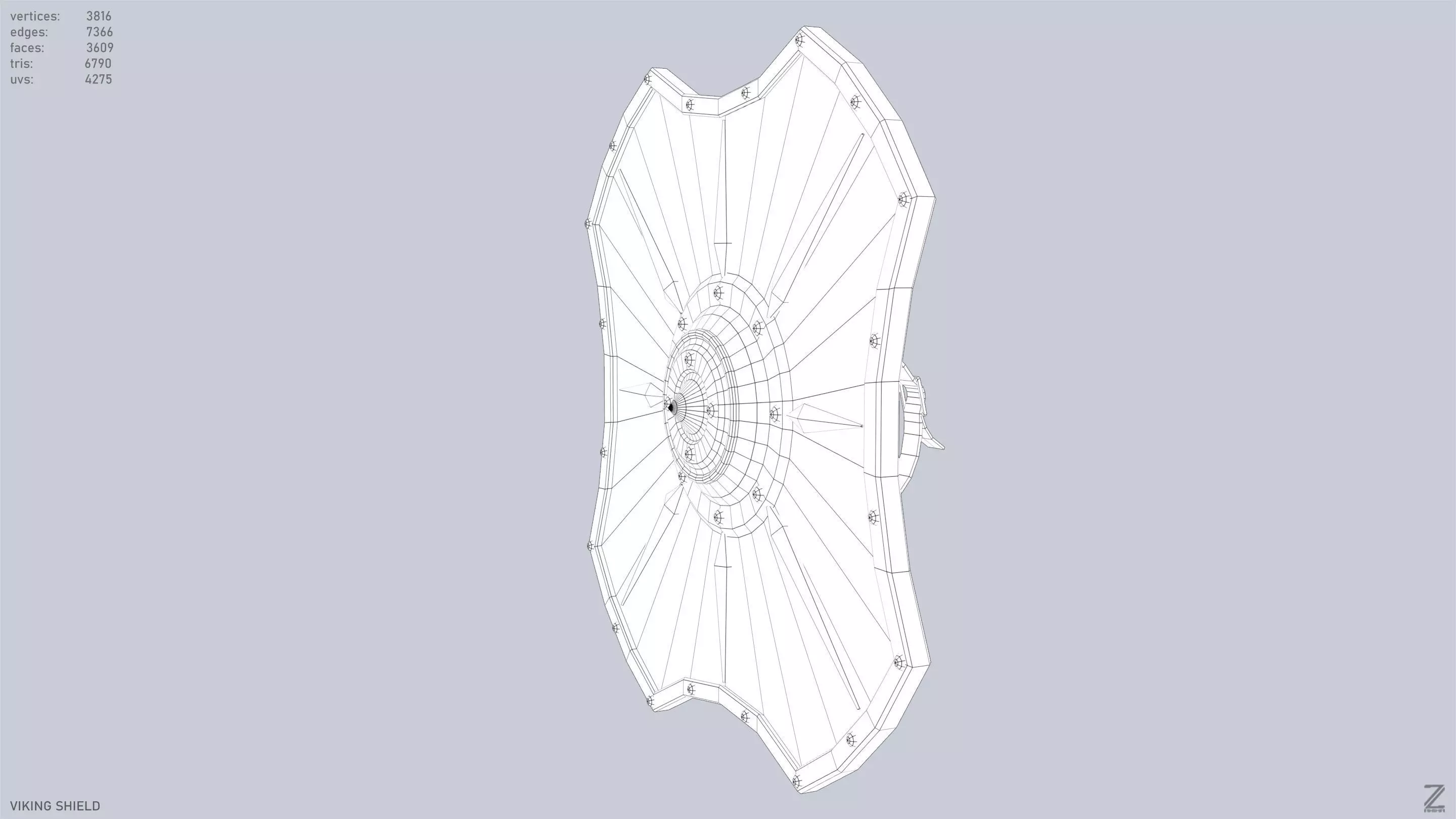 Viking shield Low-poly 3D model_11