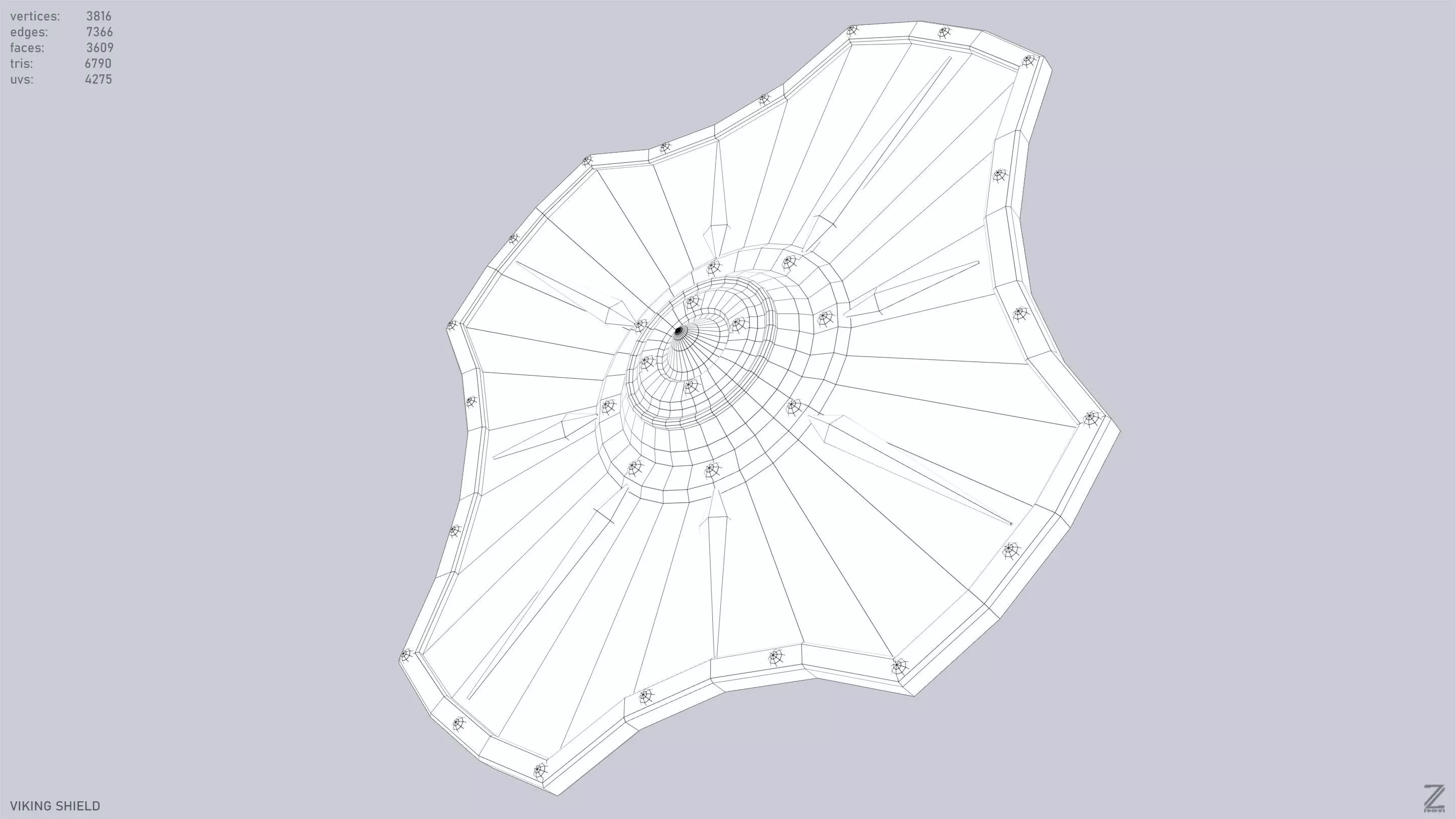Viking shield Low-poly 3D model_15