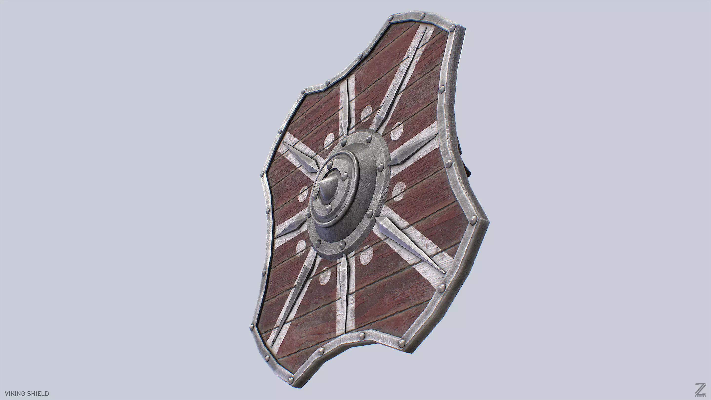 Viking shield Low-poly 3D model_8