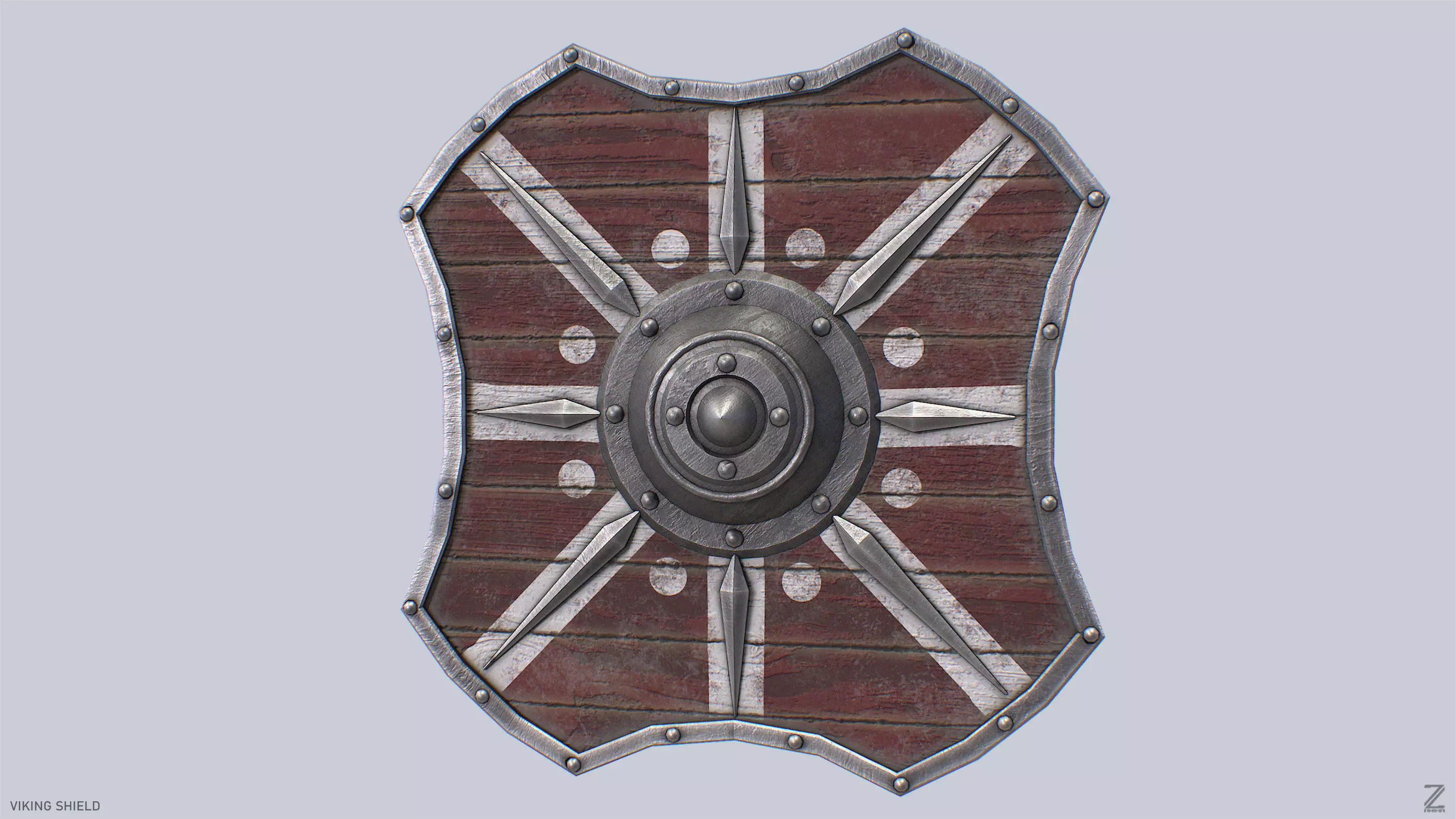 Viking shield Low-poly 3D model_5