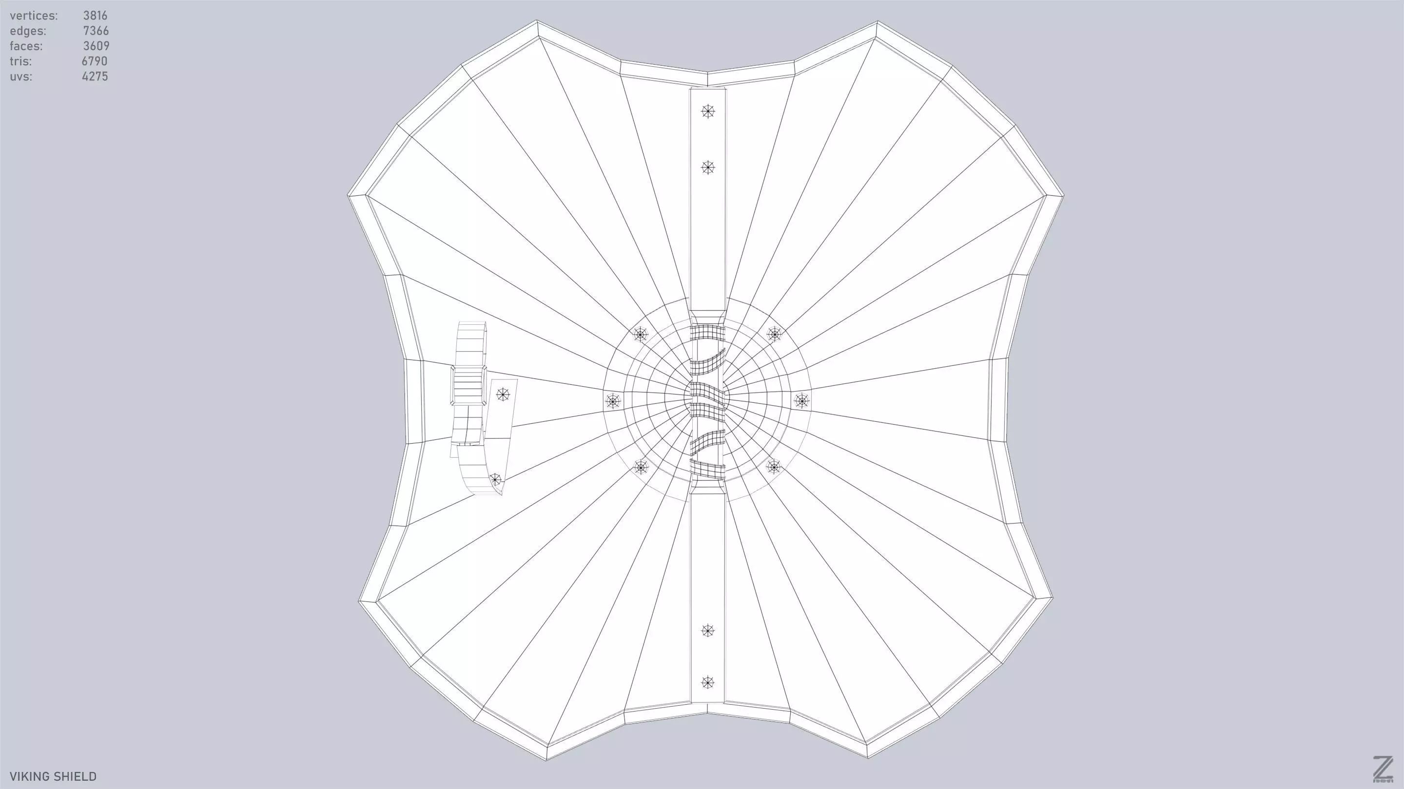Viking shield Low-poly 3D model_13