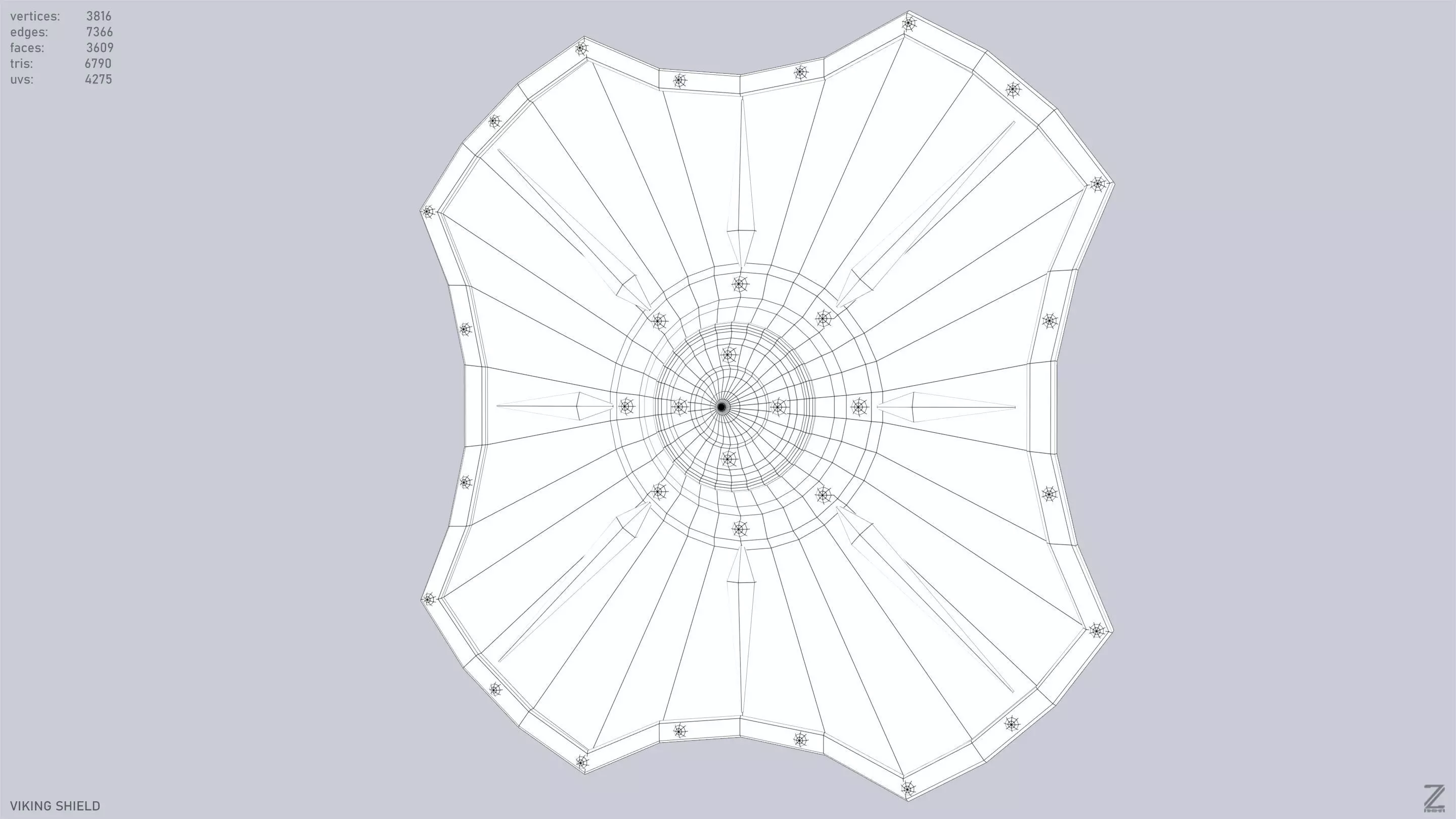 Viking shield Low-poly 3D model_10