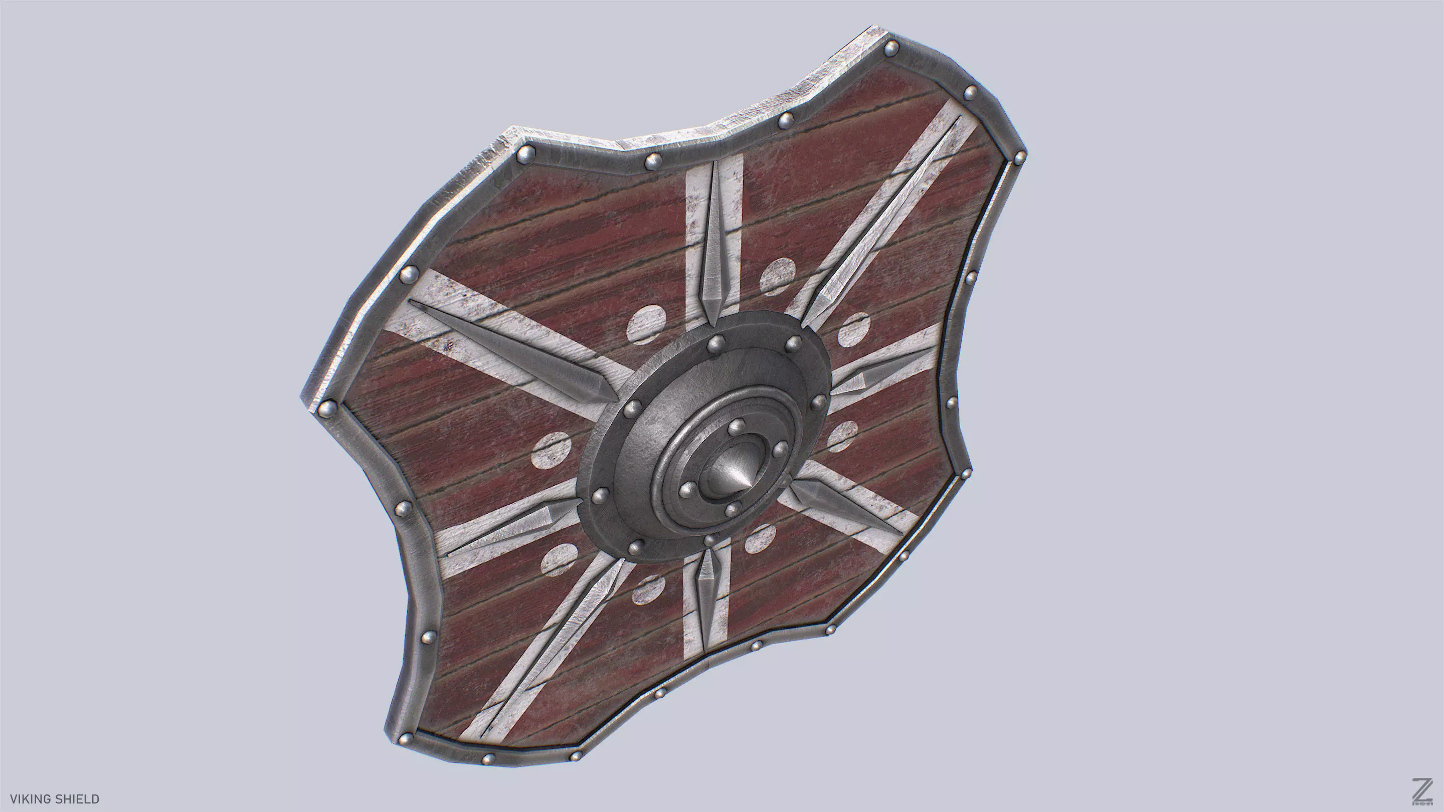 Viking shield Low-poly 3D model_7