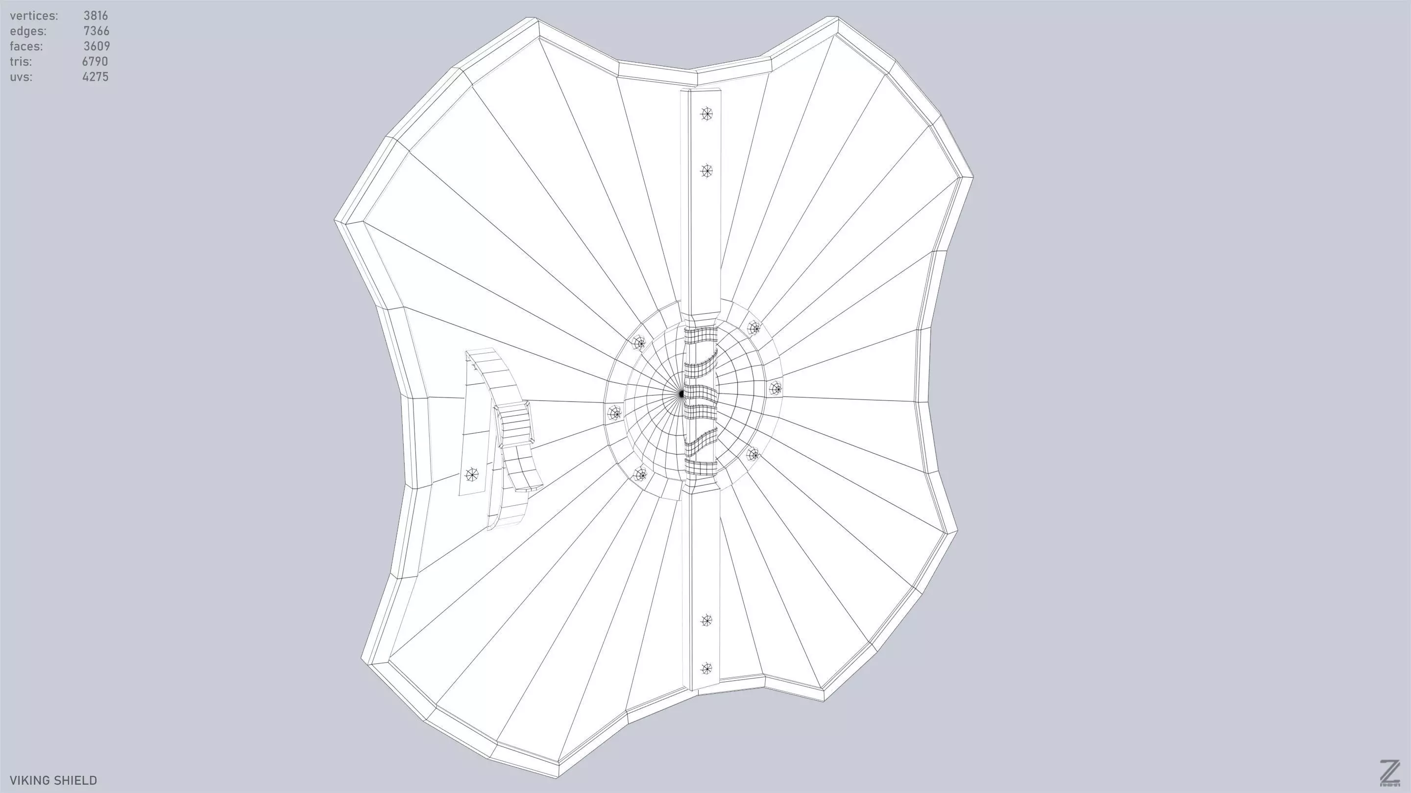 Viking shield Low-poly 3D model_12