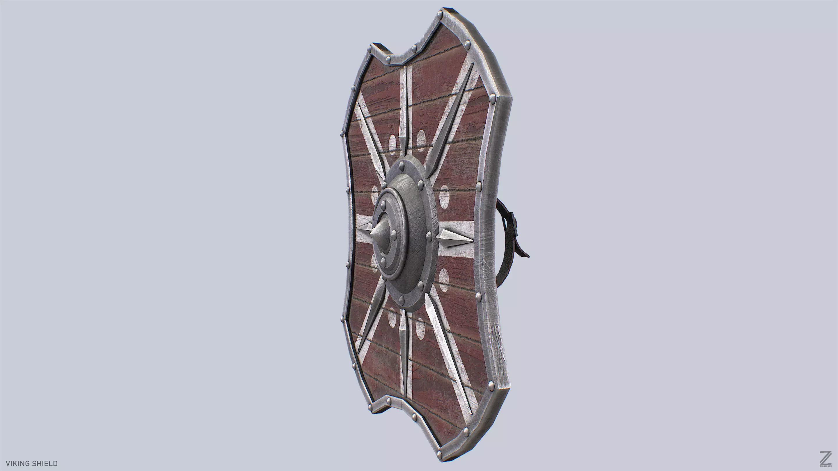 Viking shield Low-poly 3D model_2