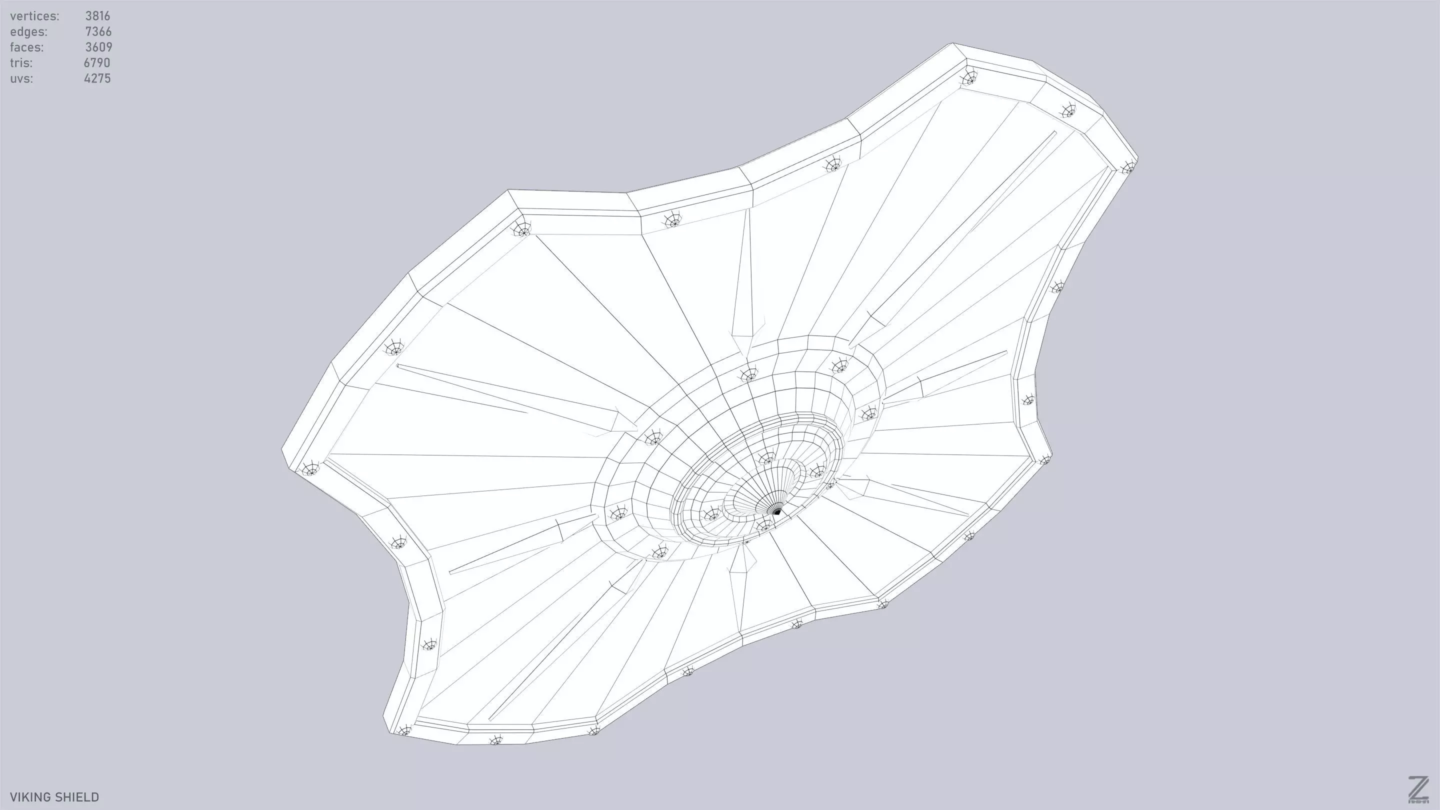 Viking shield Low-poly 3D model_14