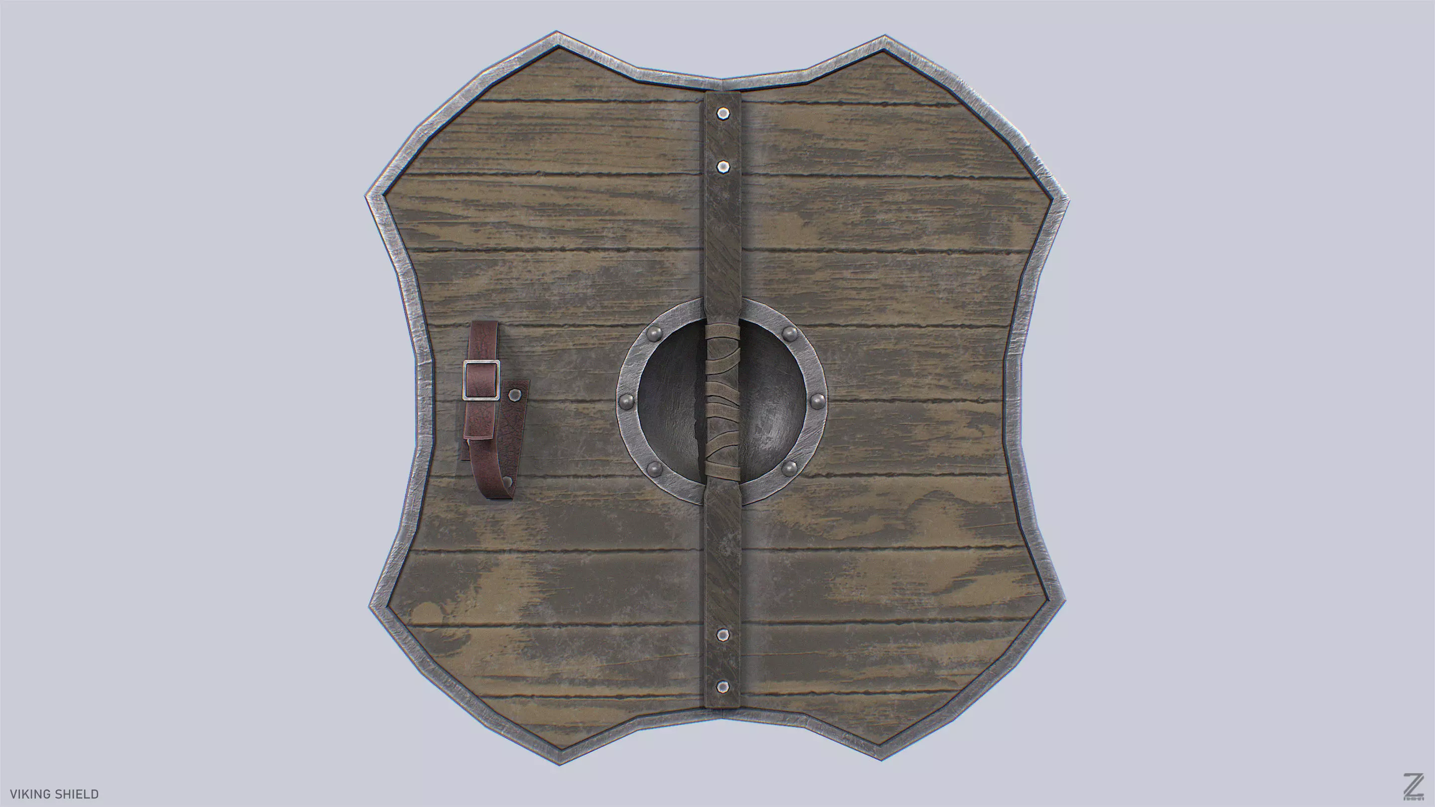 Viking shield Low-poly 3D model_3