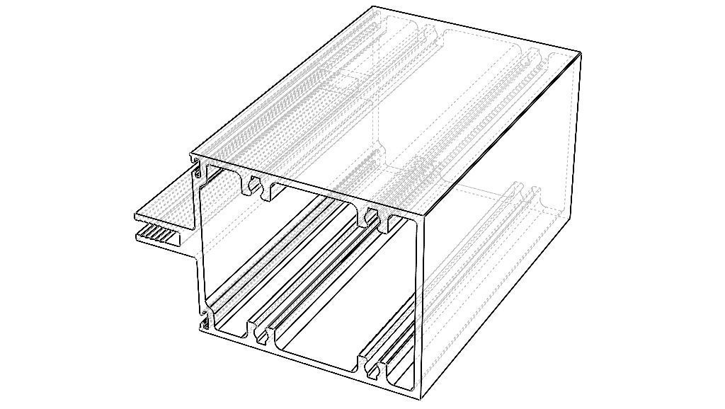 Aluminum Extruded Intermediate Horizontal Mullions MOD AL-056cw Low-poly 3D model_3