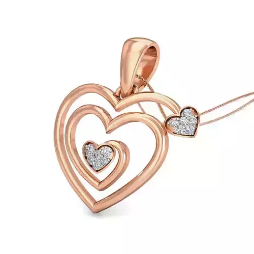 Light wt Heart Diamond Charms Pendant 3dm stl render Detail