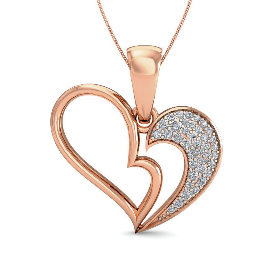 Light wt Heart Diamond Charms Pendant 3dm stl render Detail 3D print model_1