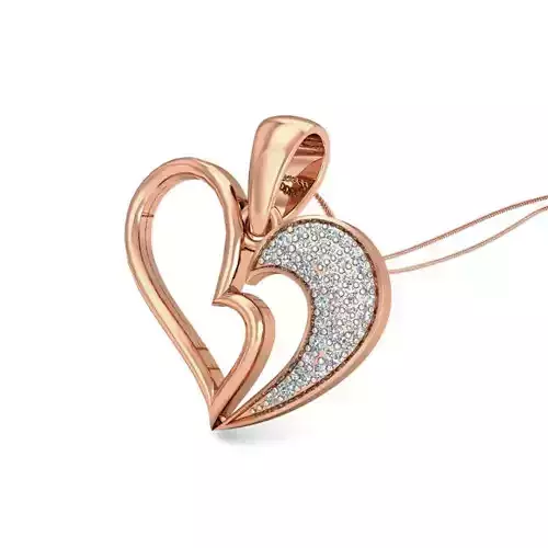 Light wt Heart Diamond Charms Pendant 3dm stl render Detail