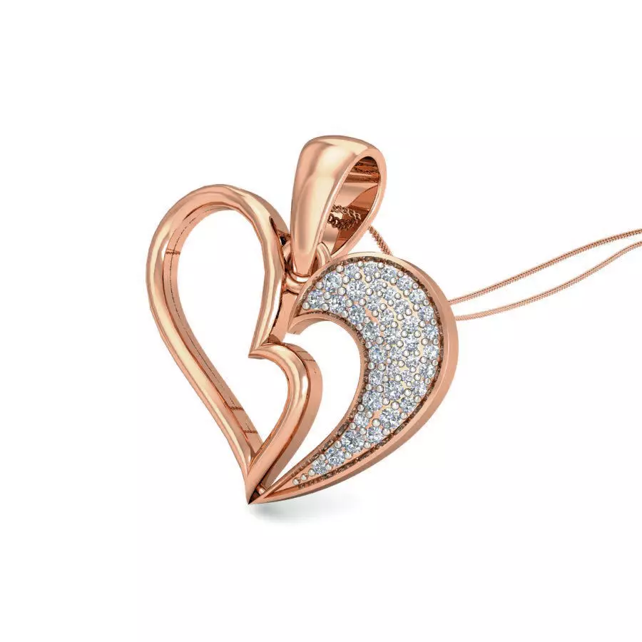 Light wt Heart Diamond Charms Pendant 3dm stl render Detail 3D print model_0