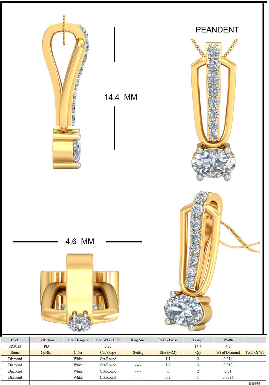 Solitaire Diamond Pendant 3dm stl render detail 3D print model_4