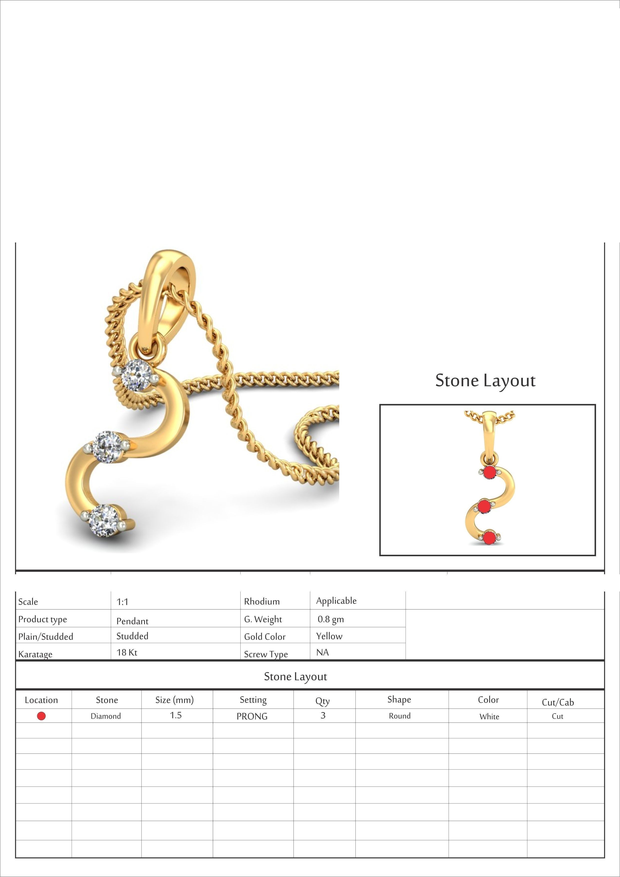 Light wt Diamond Charms Pendant 3dm stl render Detail 3D print model_6