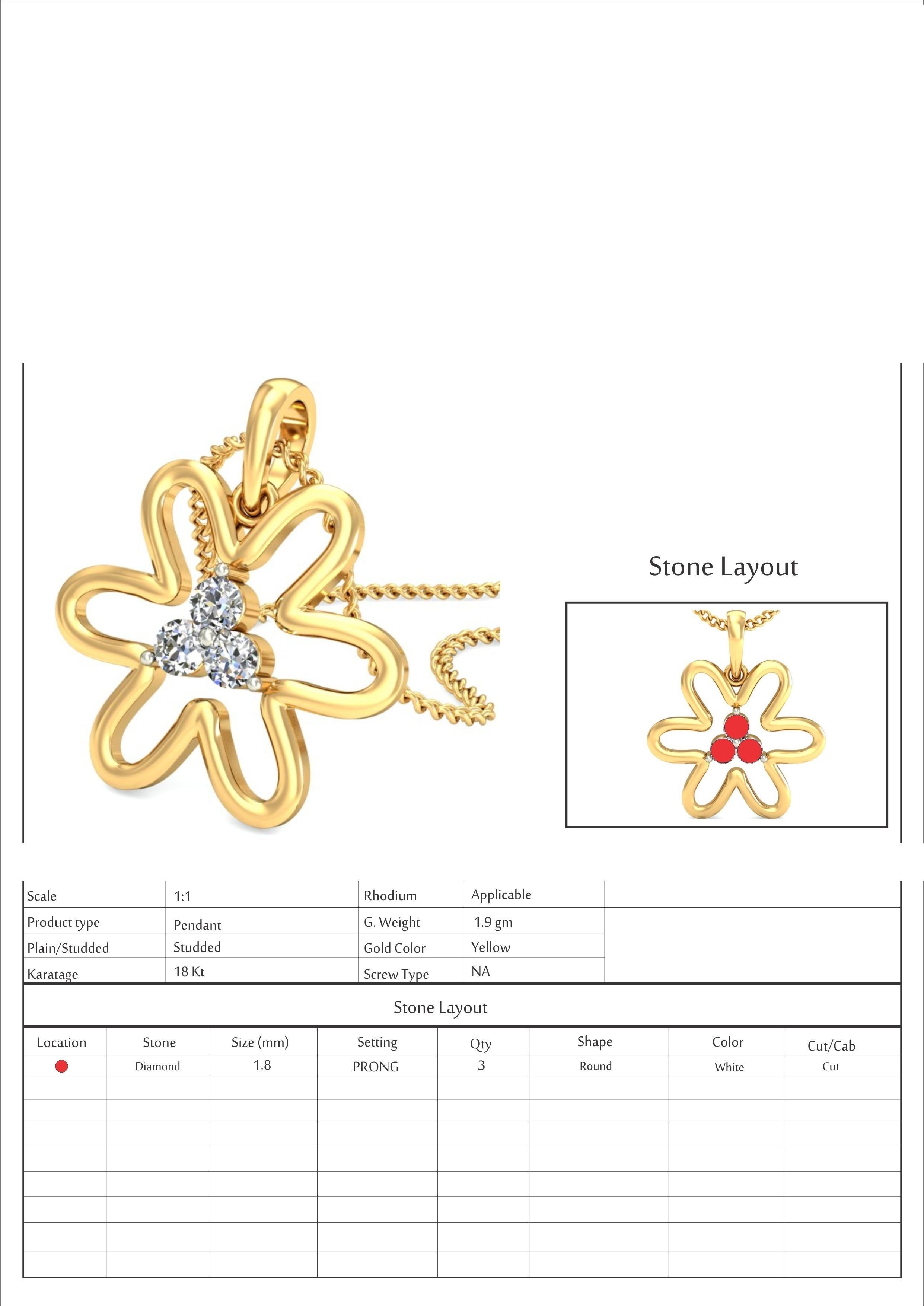 Light wt Diamond Charms Pendant 3dm stl render Detail 3D print model_6
